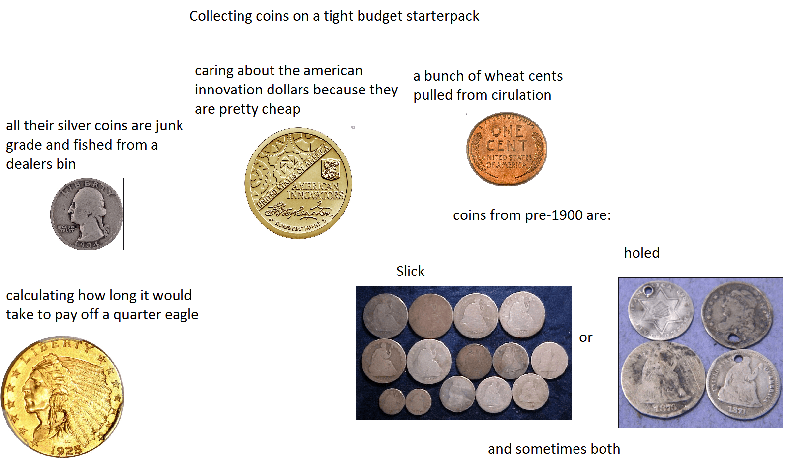 Collecting coins on a budget starterpack. r/coins