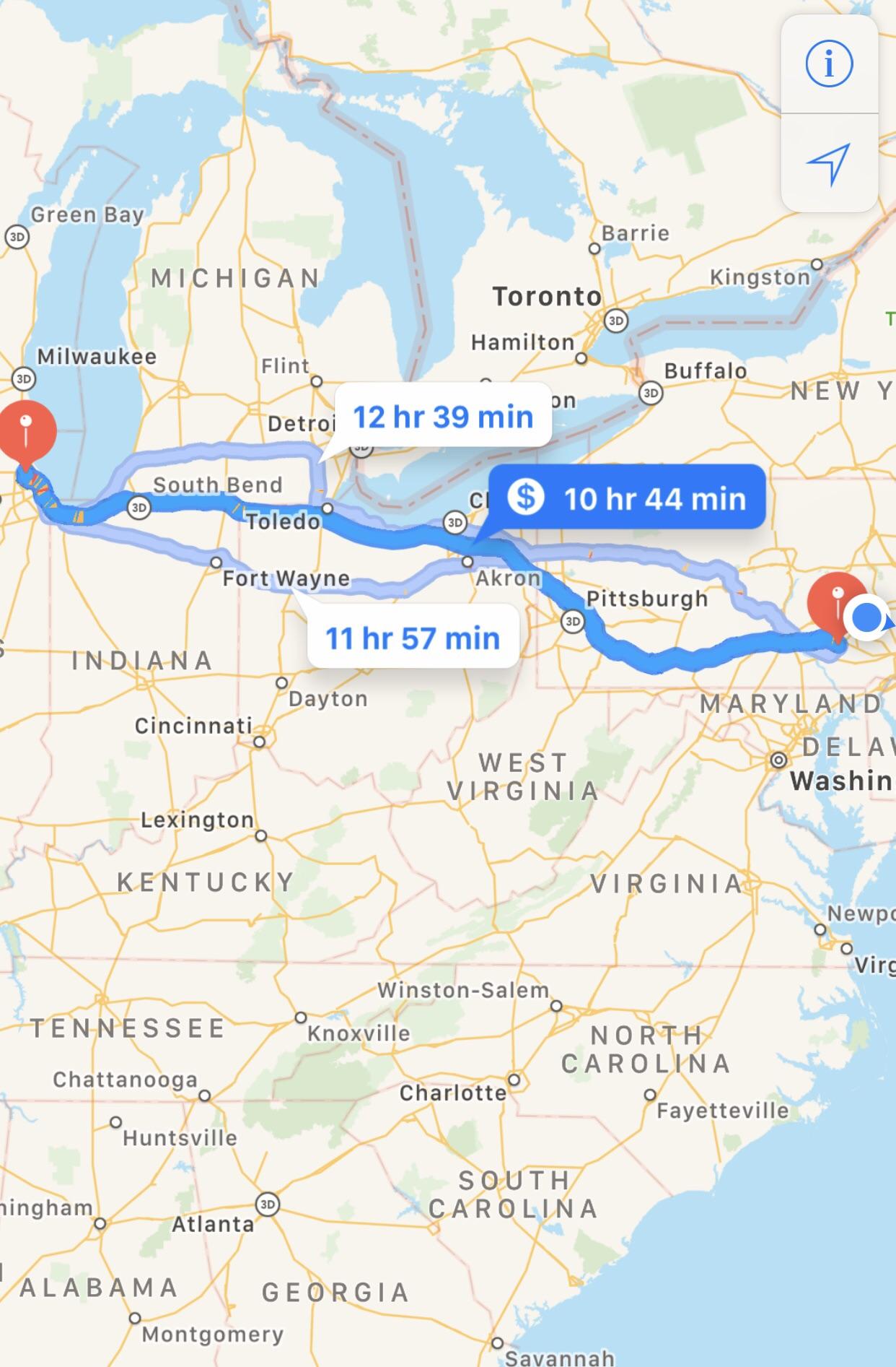 My mom and I are heading to Chicago Illinois from PA. Looks like we hit