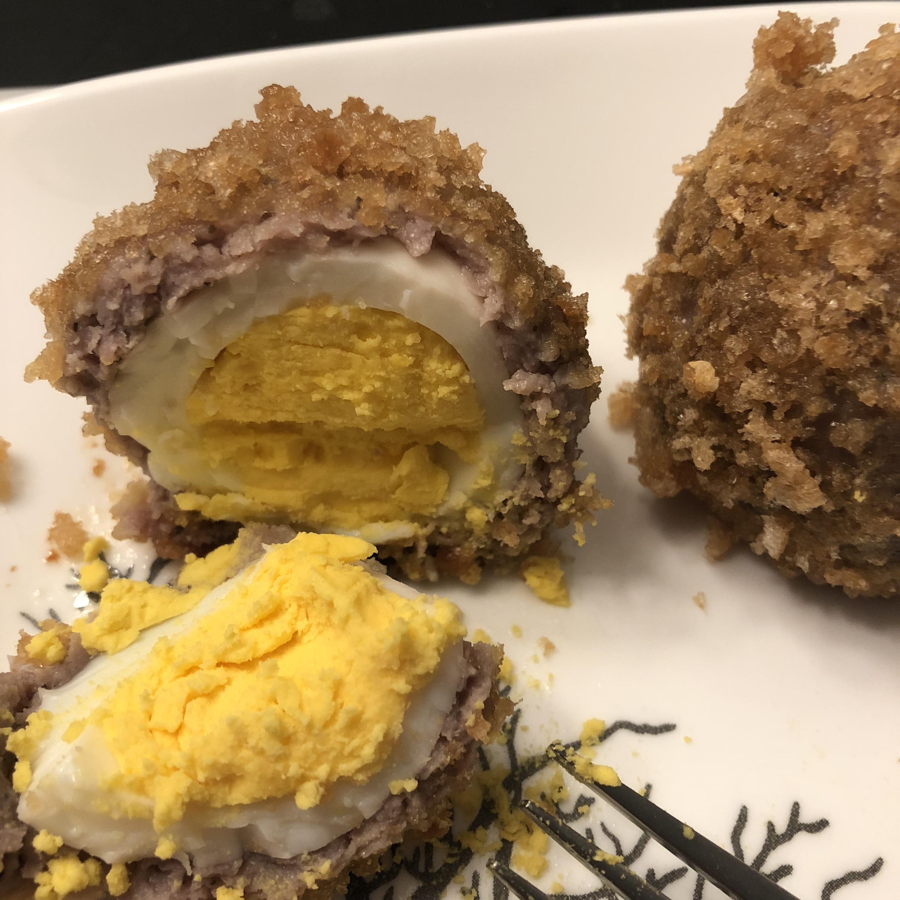 Pork rind crusted scotch eggs. r/zerocarb