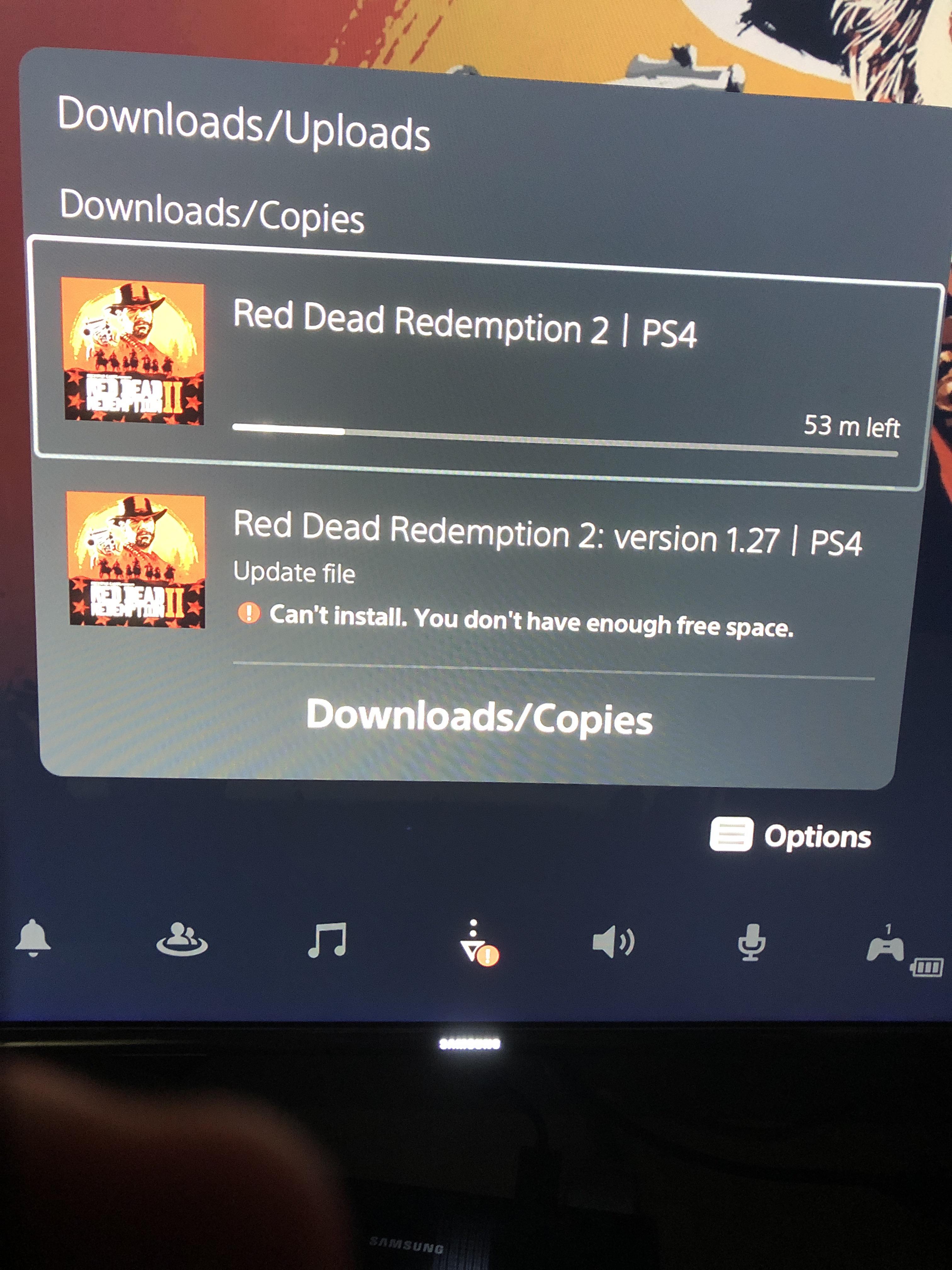 Currently trying to install rdr2 on ps5 but it’s telling me I need 2