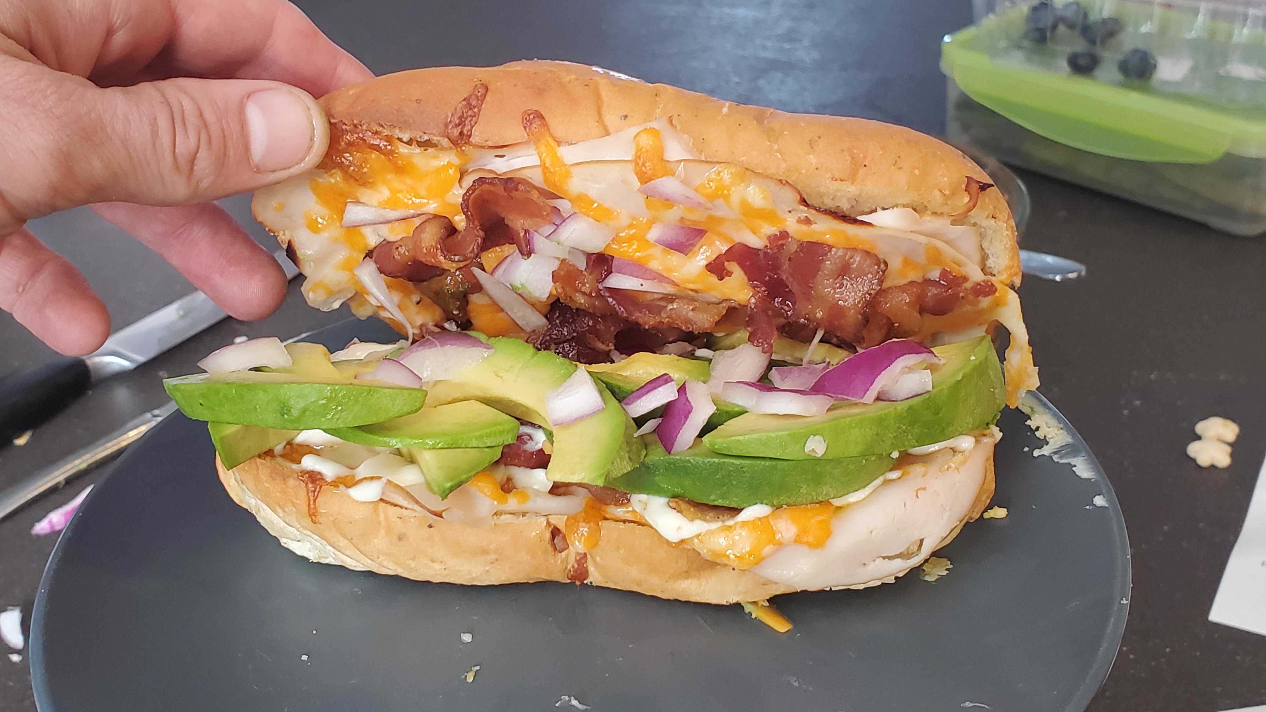 [Homemade] turkey bacon sub with cheddar and avocado r/food