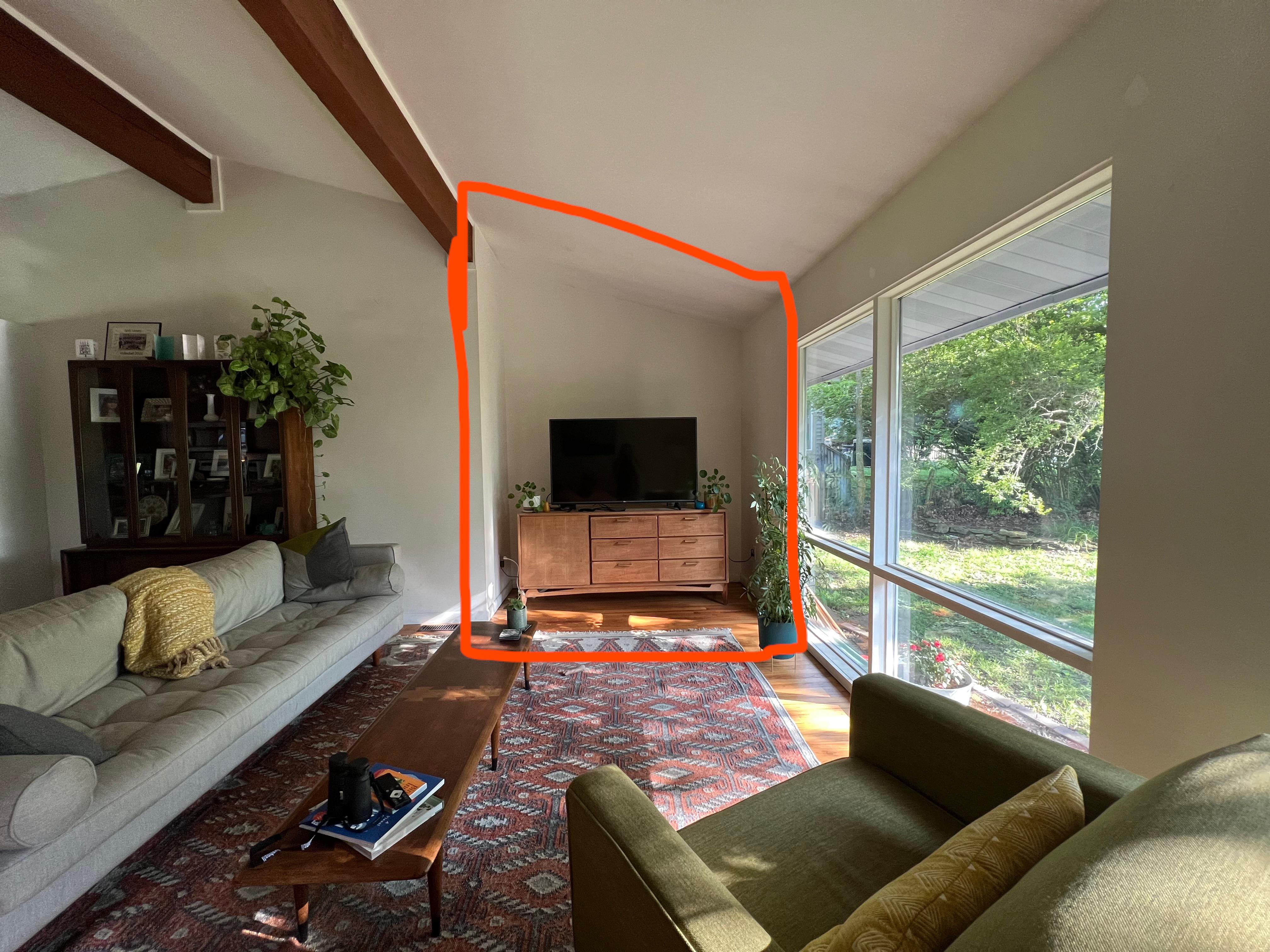 Mid century design help! What should i do with this wall behind my TV