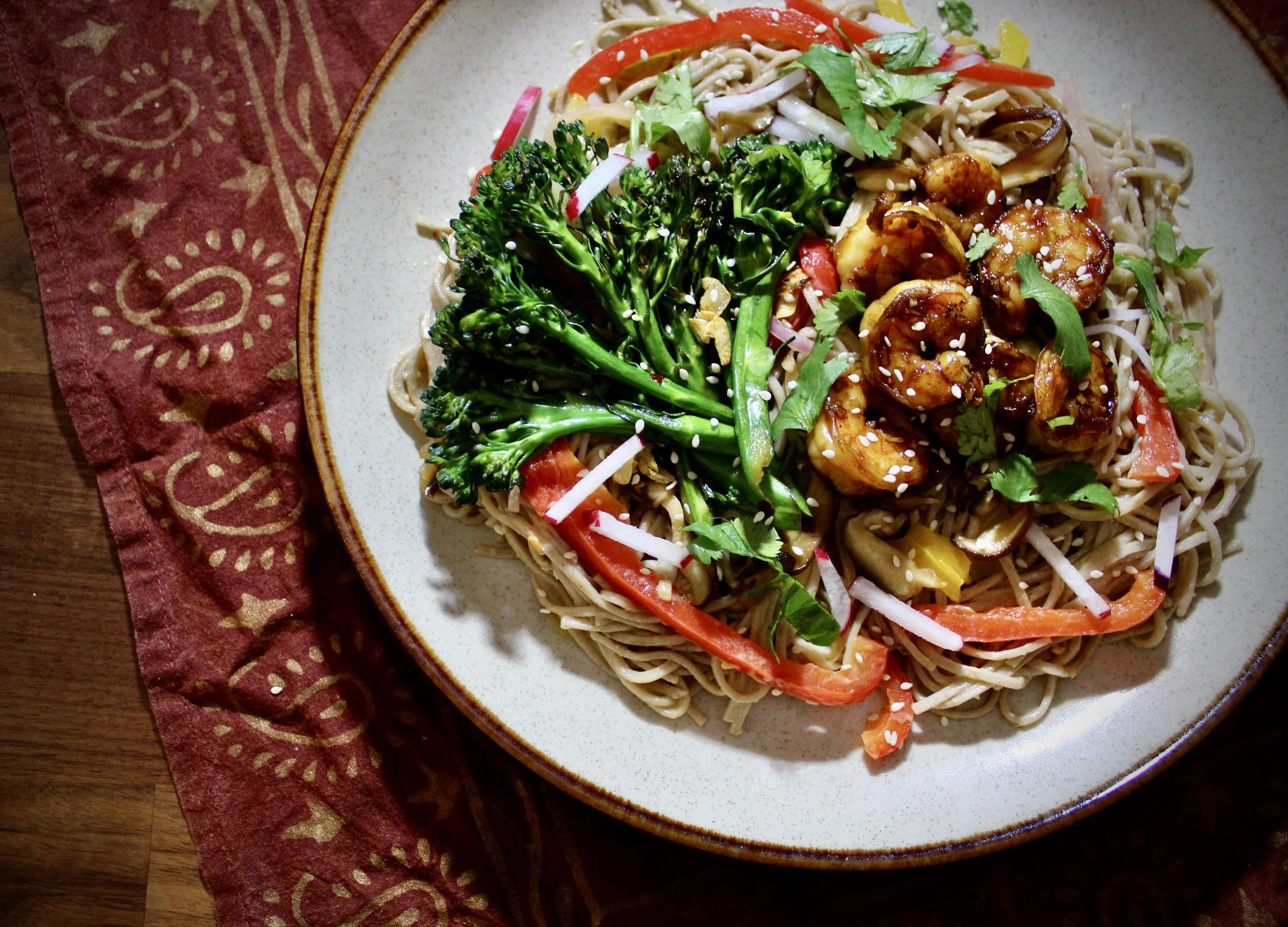 Shrimp & Broccoli Soba Noodles with DashiSoy Dipping Sauce r/recipes