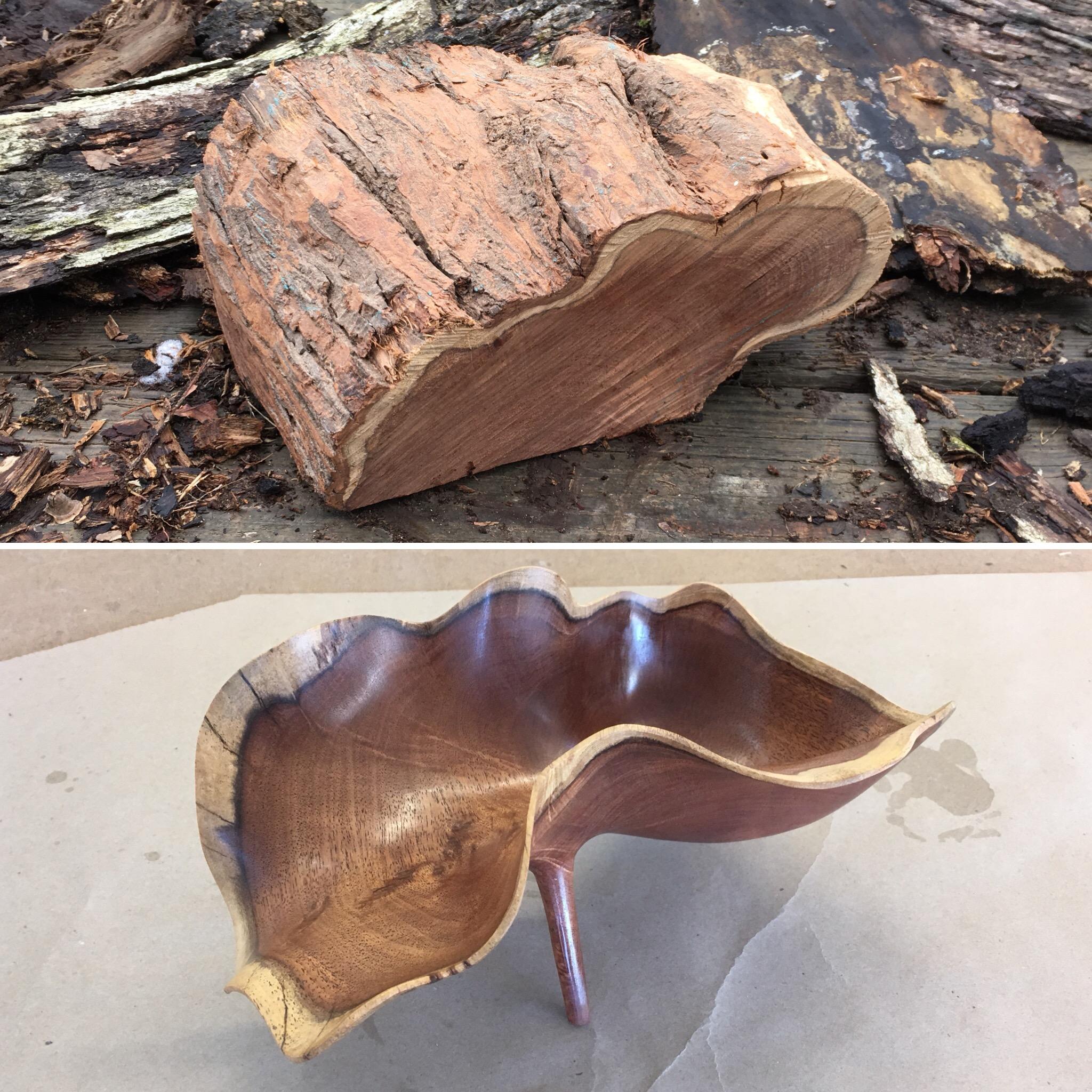 Powercarving is just as fun as woodturning! This is a wavy bowl in