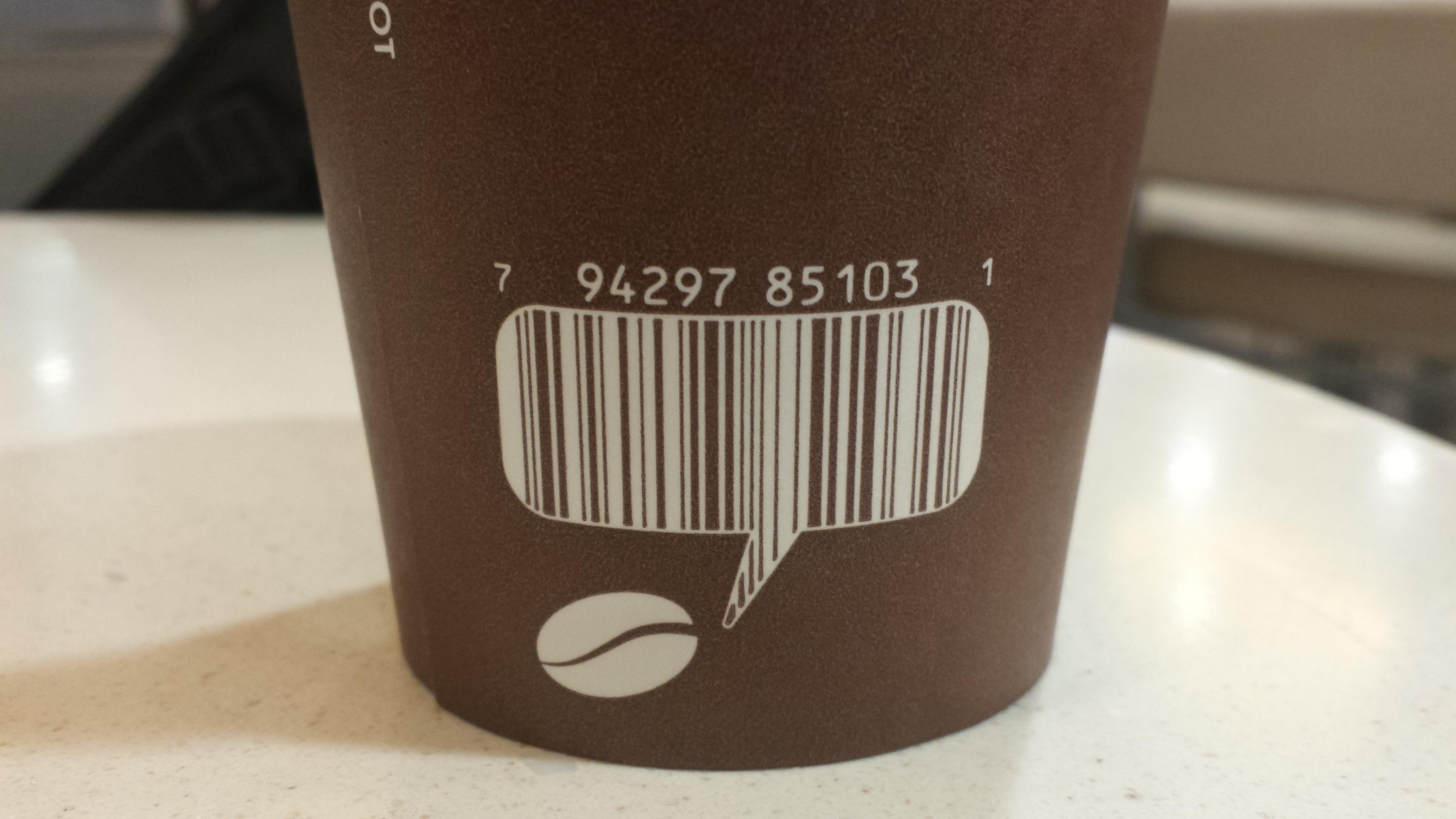 Local Gas station coffee has a talking coffee bean. r/BarcodePorn