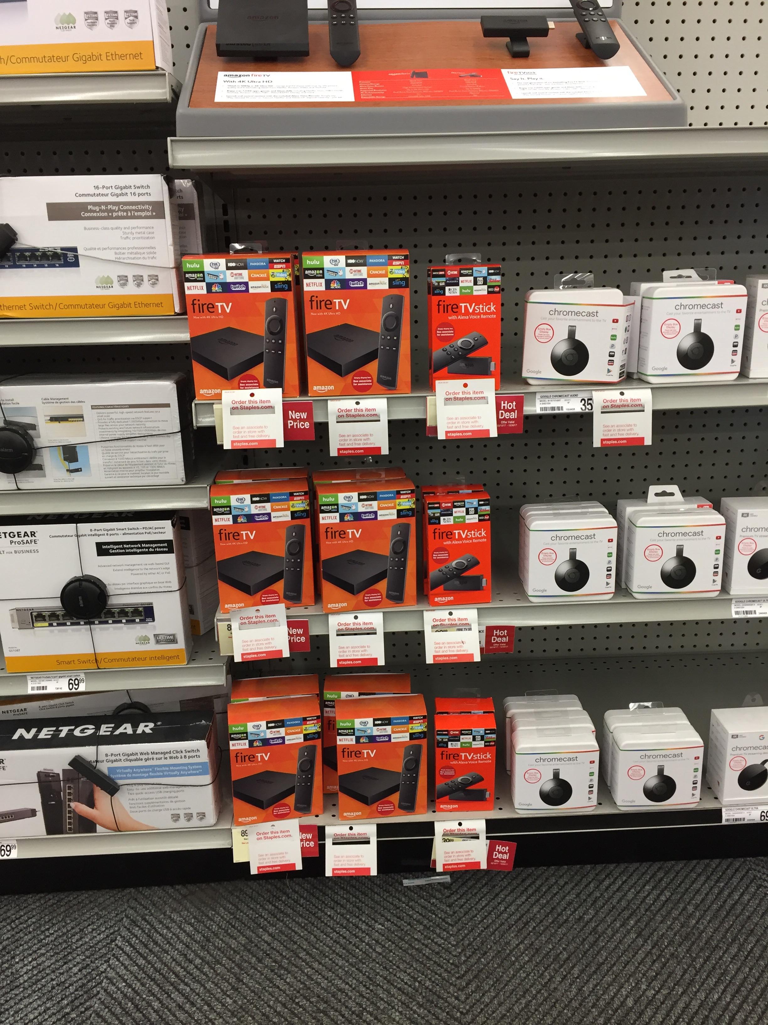 no, we don't have any fire sticks in stock r/Staples