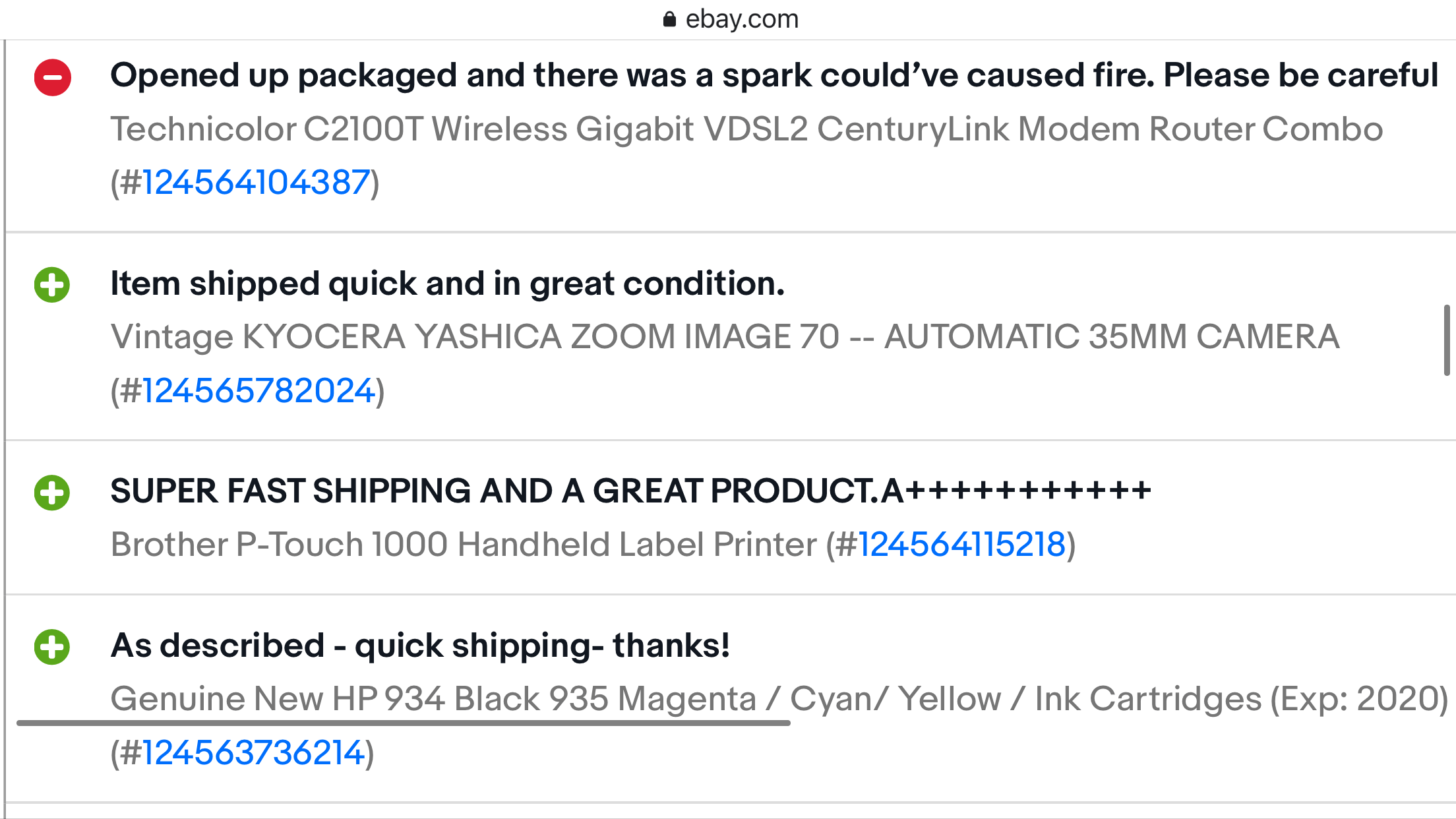 I had a single negative on eBay which was about to roll off the 12