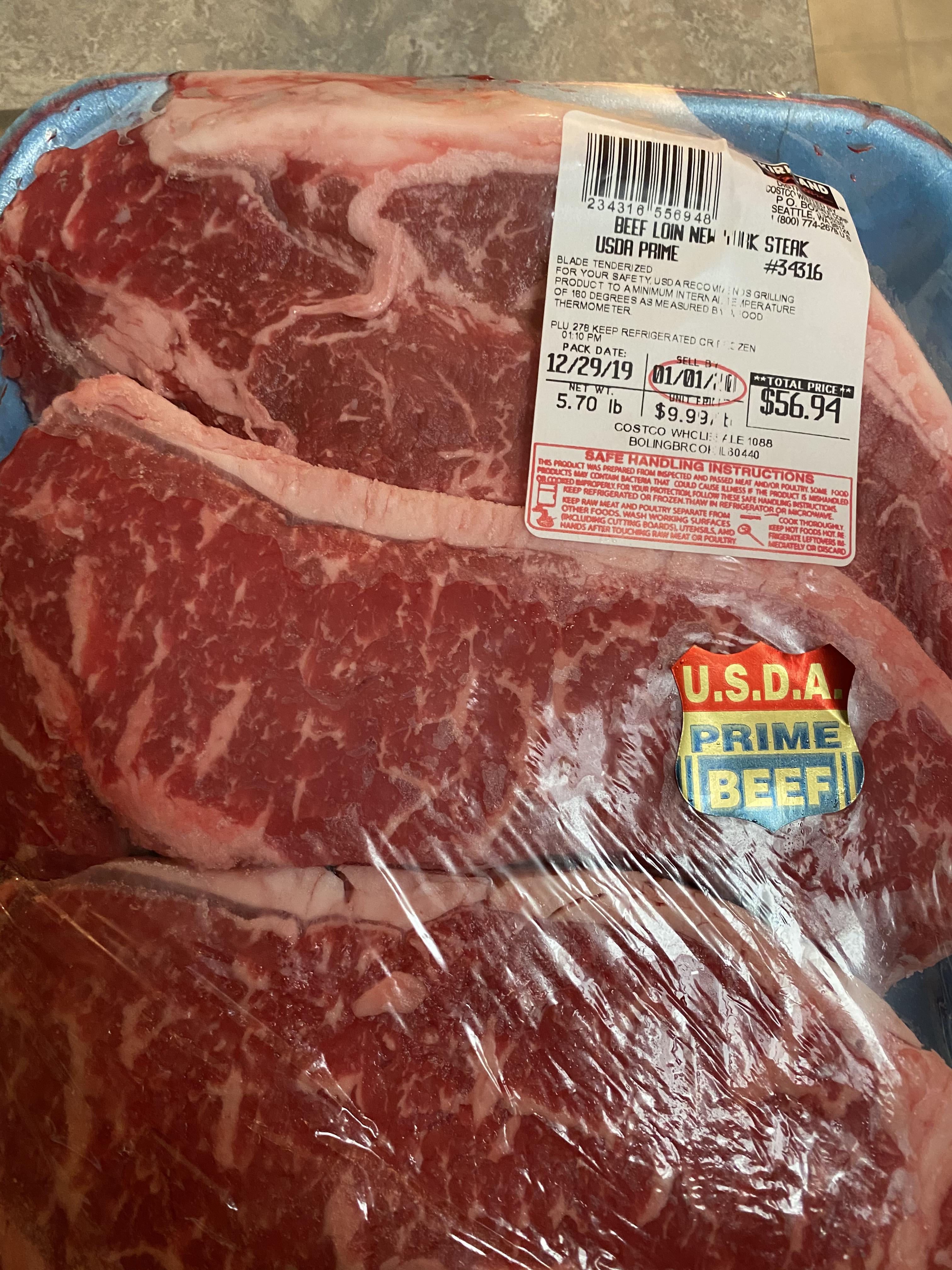 9 a pound! Prime New York Strips from Costco r/meat
