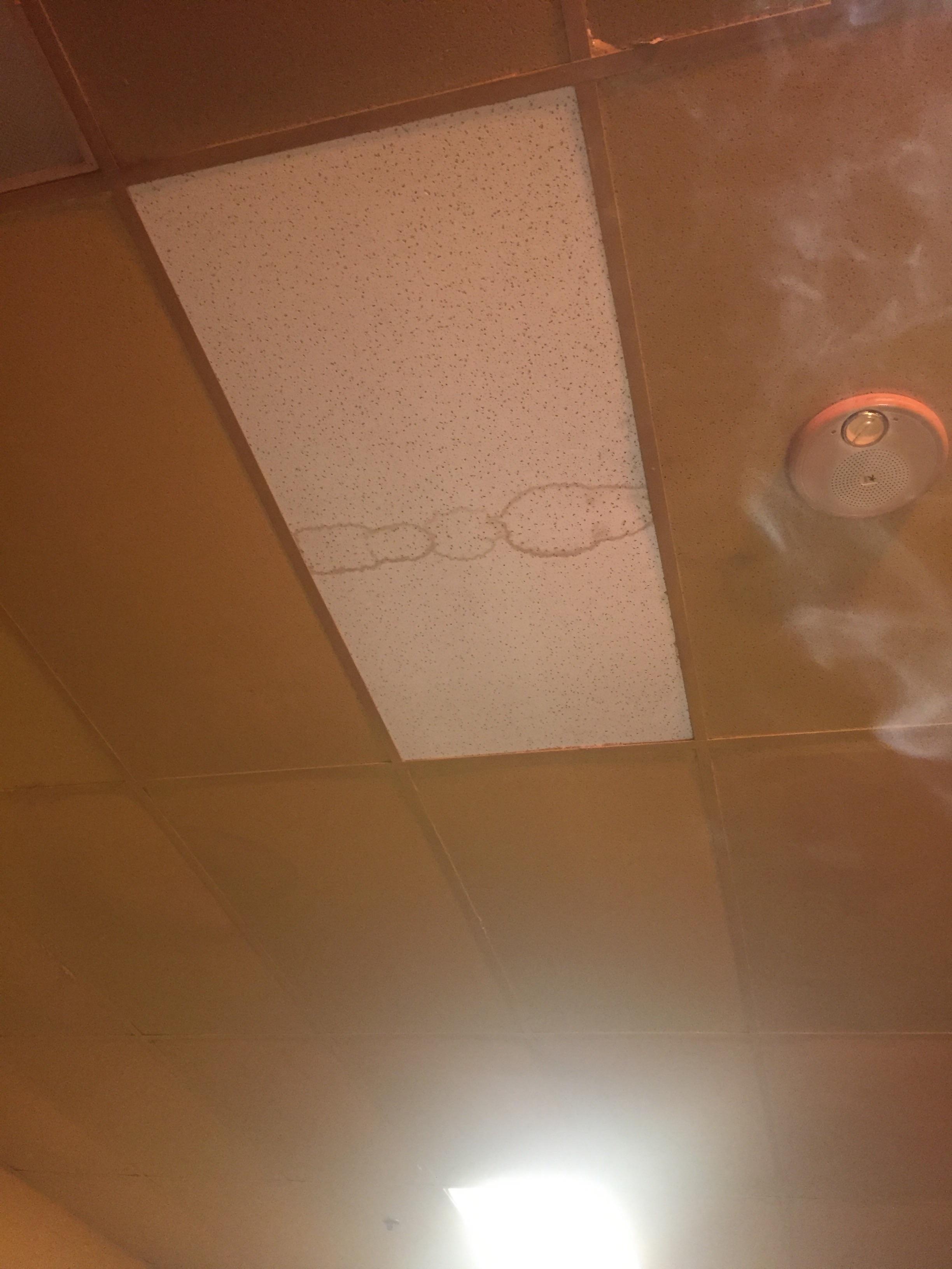 The newer ceiling tile in the smoking room at my work shows the extreme
