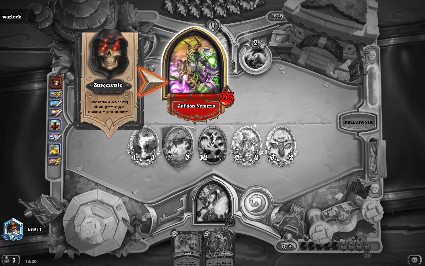 Rare footage of Warlock taking fatigue damage r/hearthstone