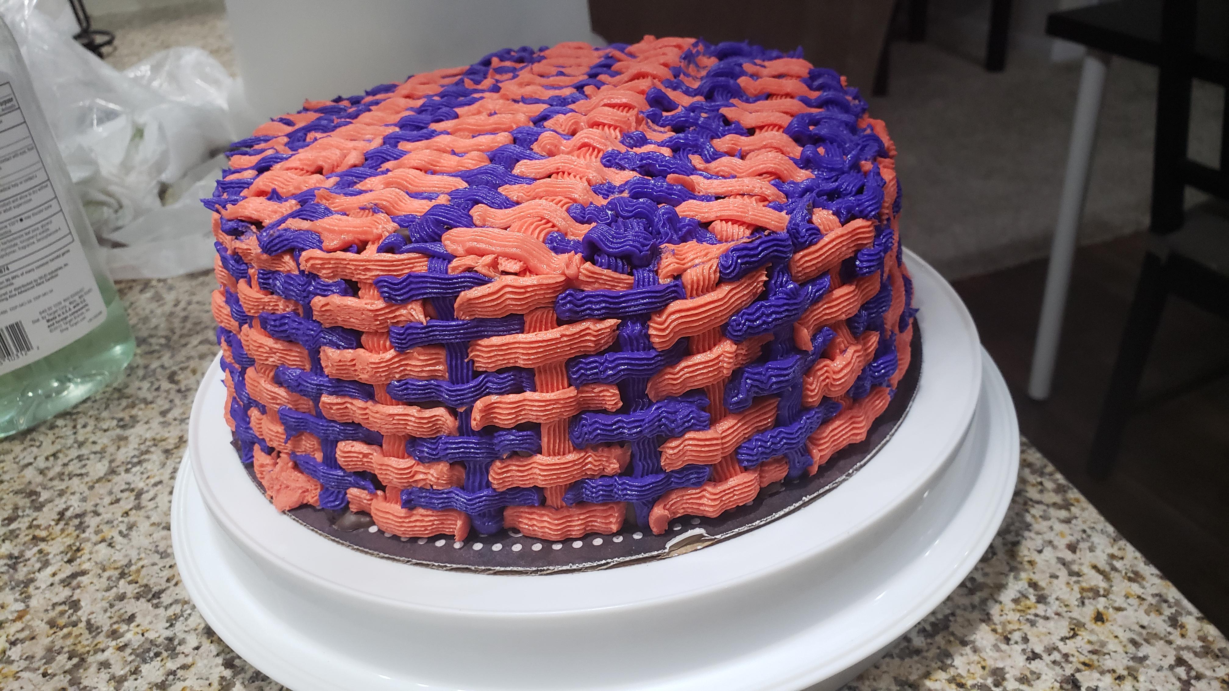 I made a basket weave from buttercream. With a little heart we can