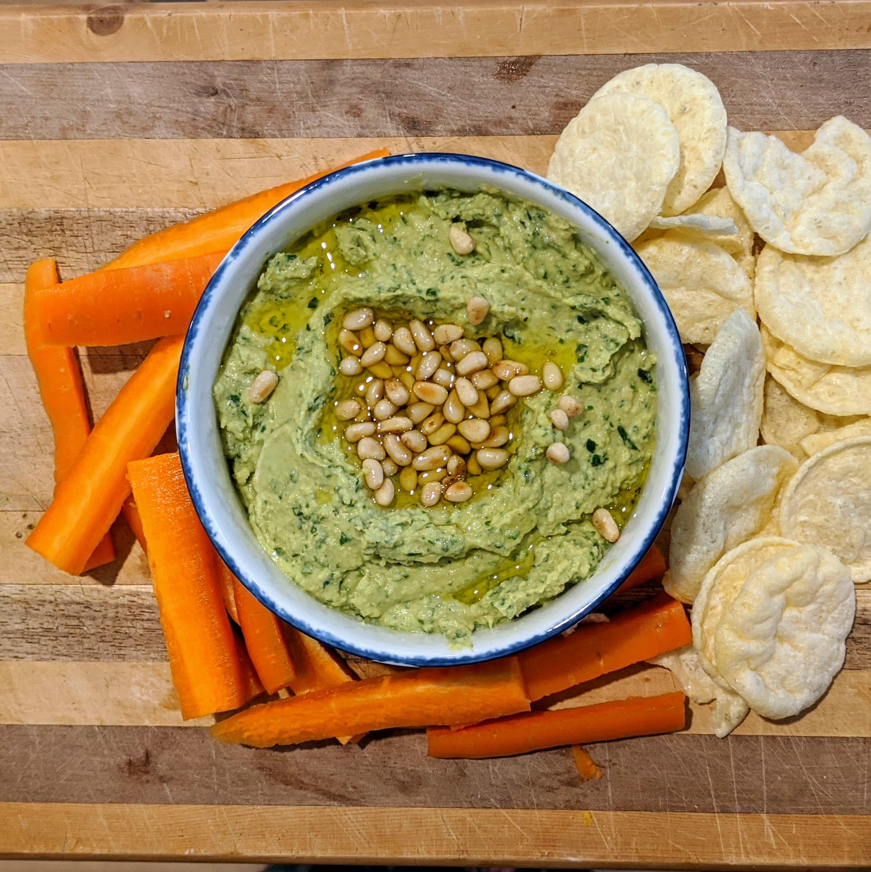 Vegan/Glutenfree Pesto Hummus r/glutenfreerecipes