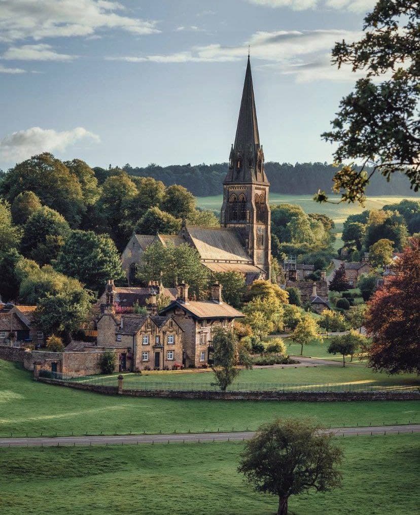 Edensor, Derbyshire, England. r/ArchitecturalRevival