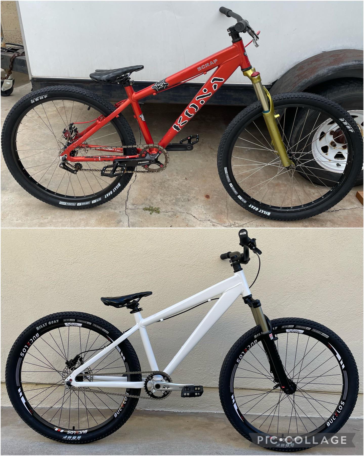 Budget dirt jumper. Built from an OfferUp find and some old MTB parts