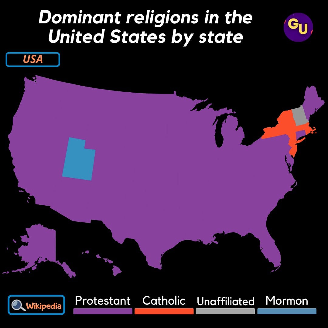 Dominant religions in the United States by state🇺🇸 r/MapPorn
