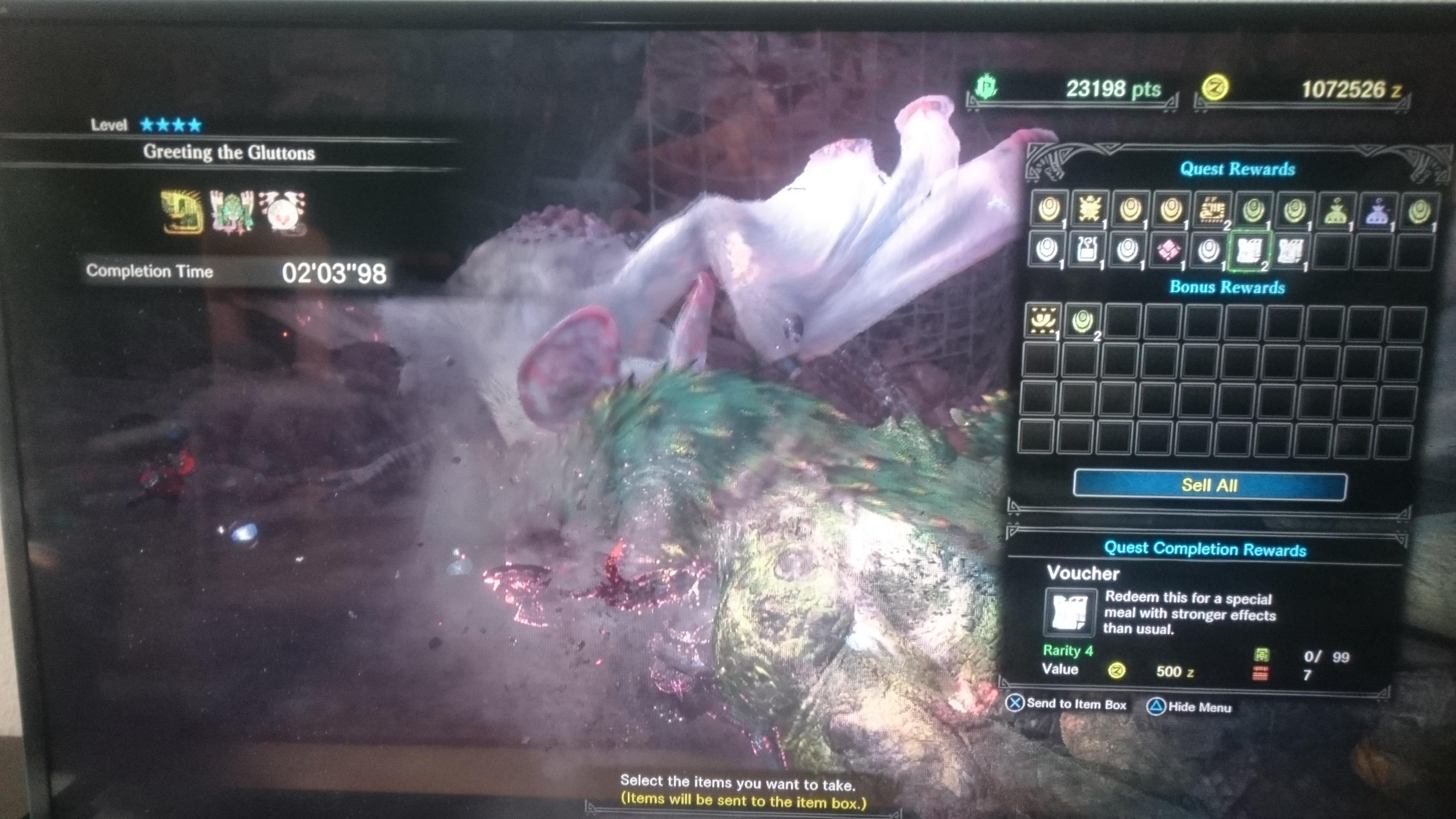 Three meal vouchers in 2 minutes r/MonsterHunterWorld