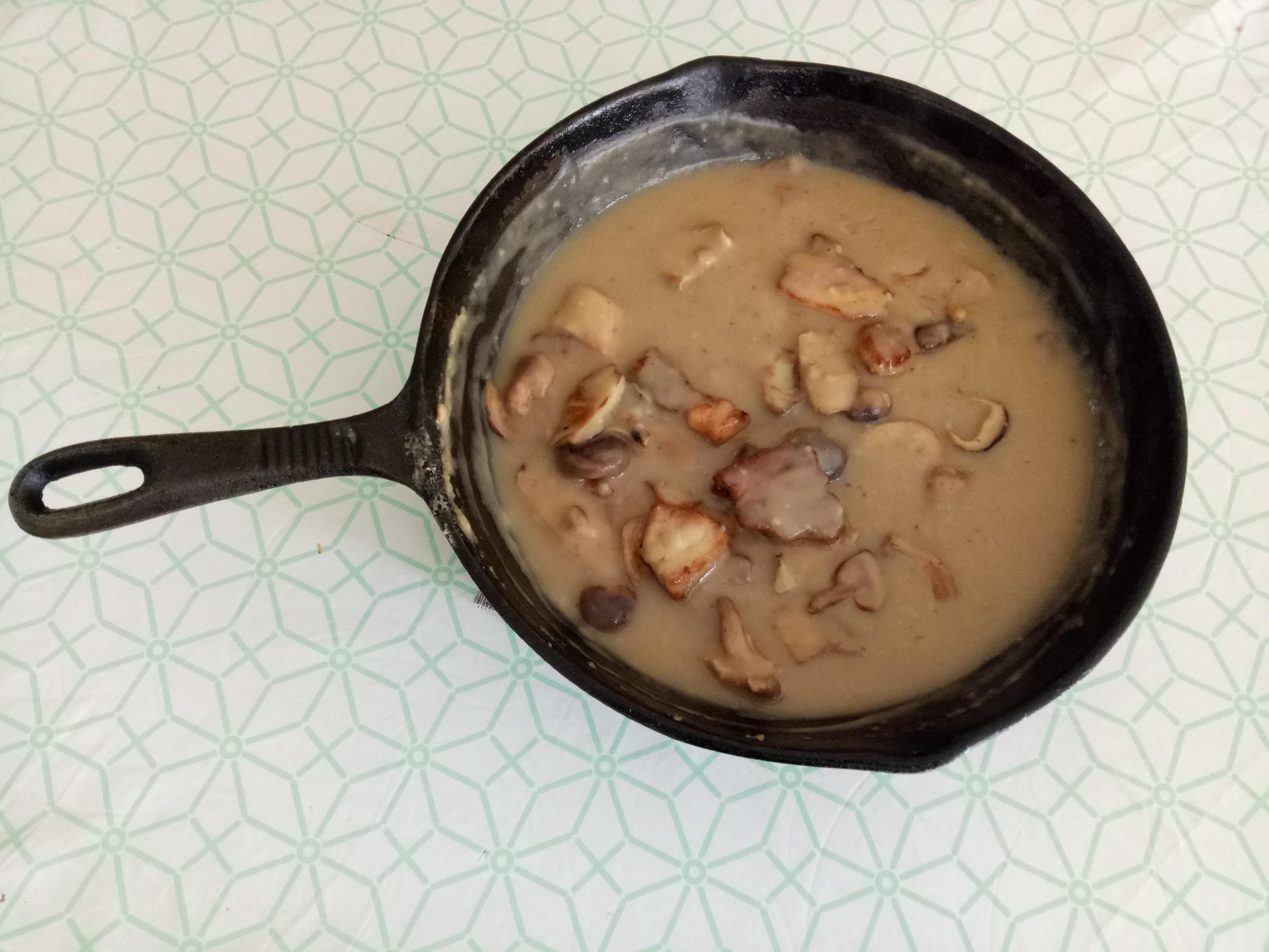 Gachas manchegas with shiitake and pork belly. Delicious simple Spanish