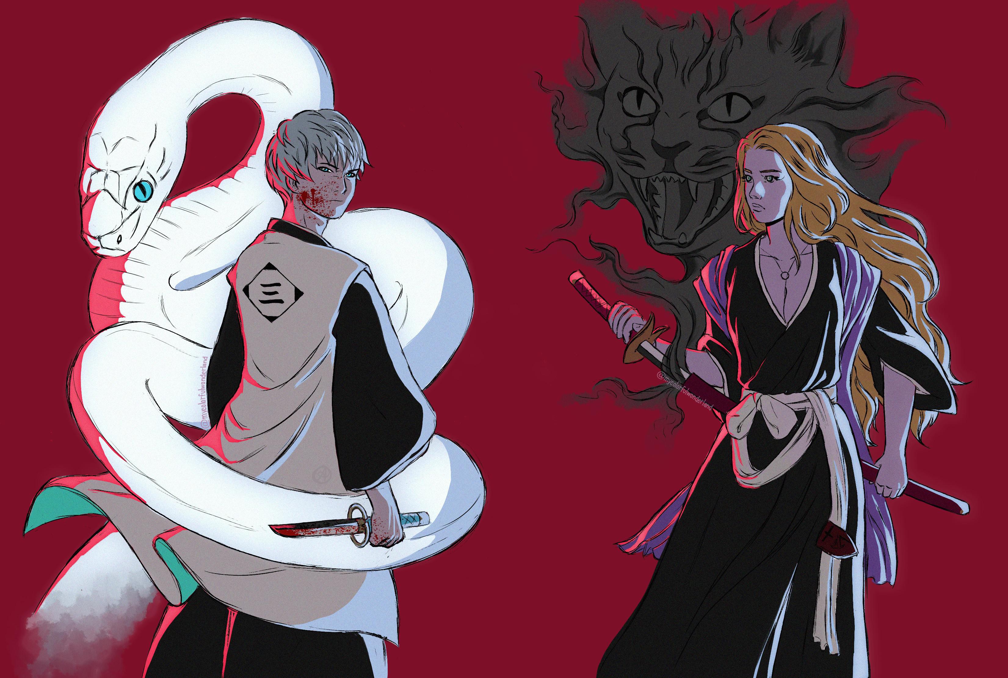 Continued and finished Rangiku et Gin fanart after yesterday's sketch ) r/bleach