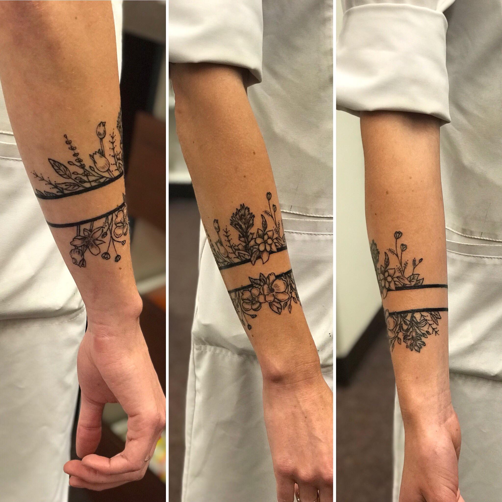 Wildflower inspired arm band by Derek at 550 Tattoo, Durango, CO. r