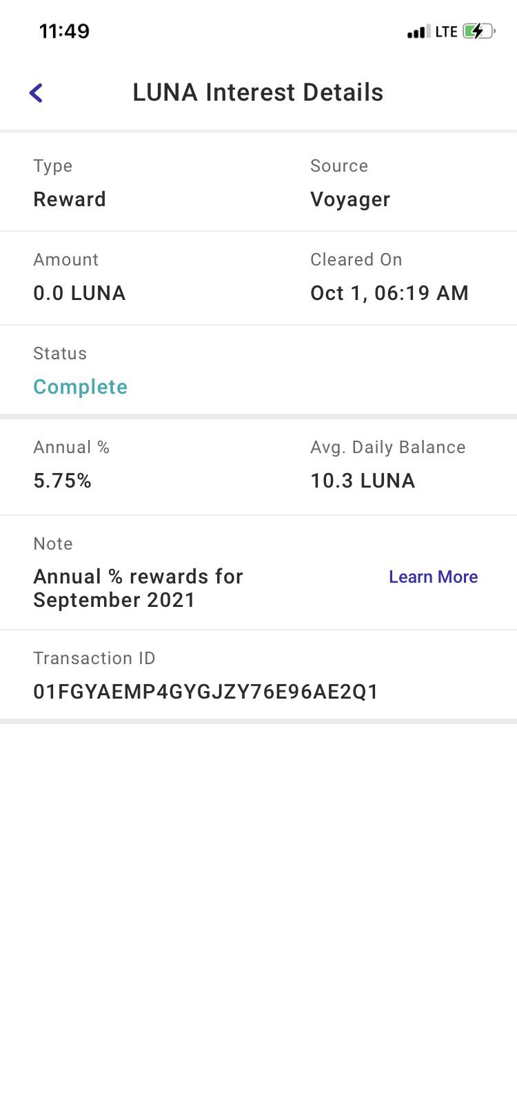 Luna reward this month was 0. I’ve held the minimum of 10 since Aug 2