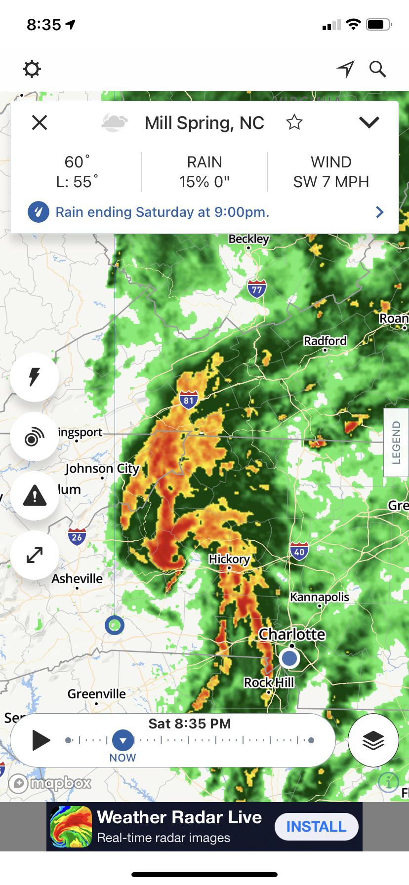 Classic hook echo Doppler tornado signature near NC r/weather