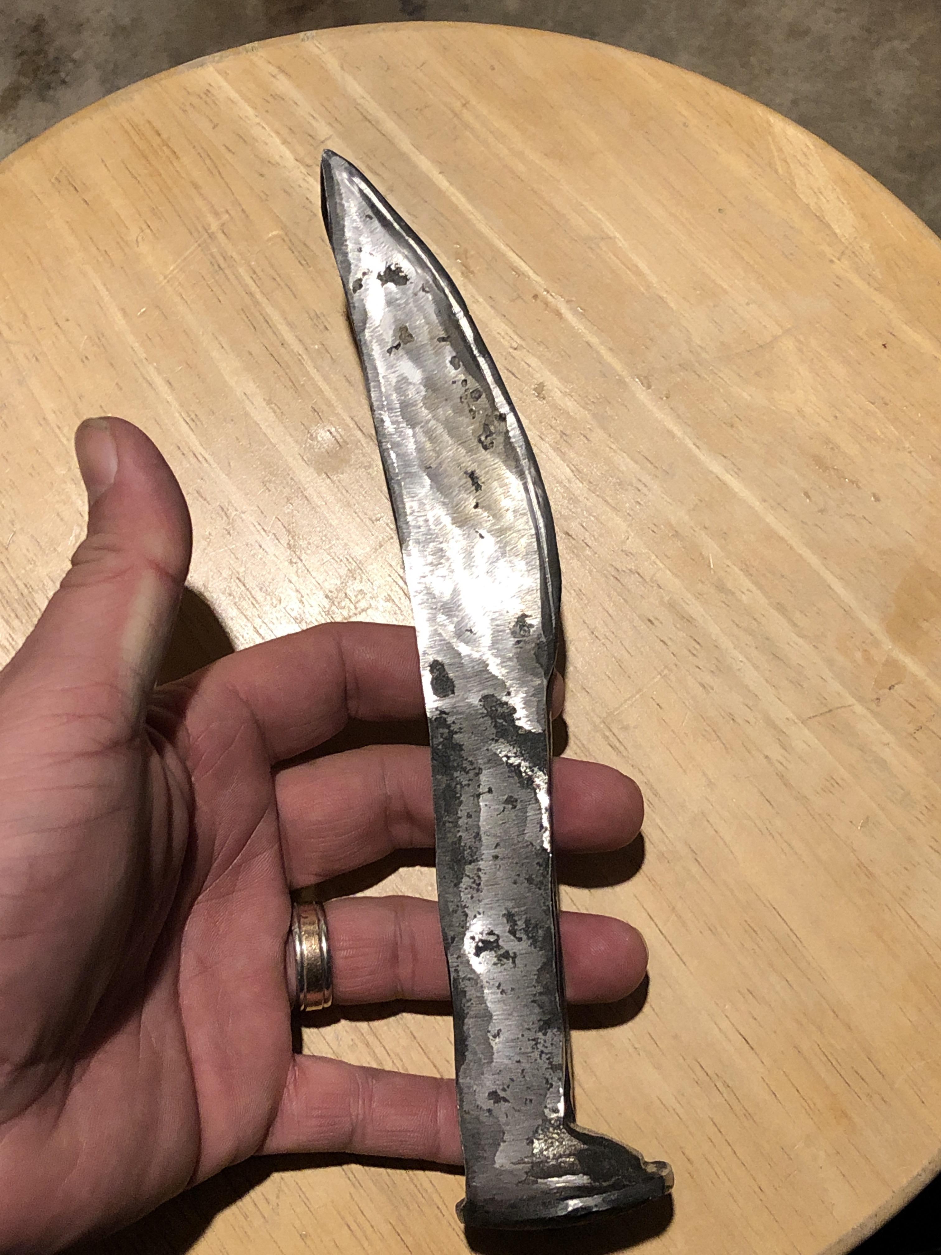 Overheated my first attempt at a (railroad spike) knife after working