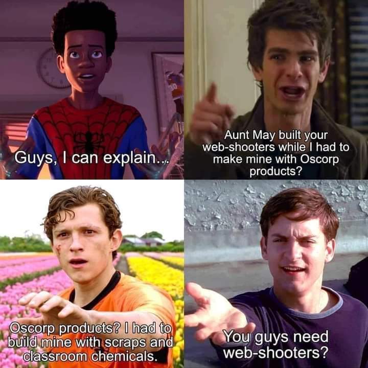 You guys need web shooters. marvelmemes