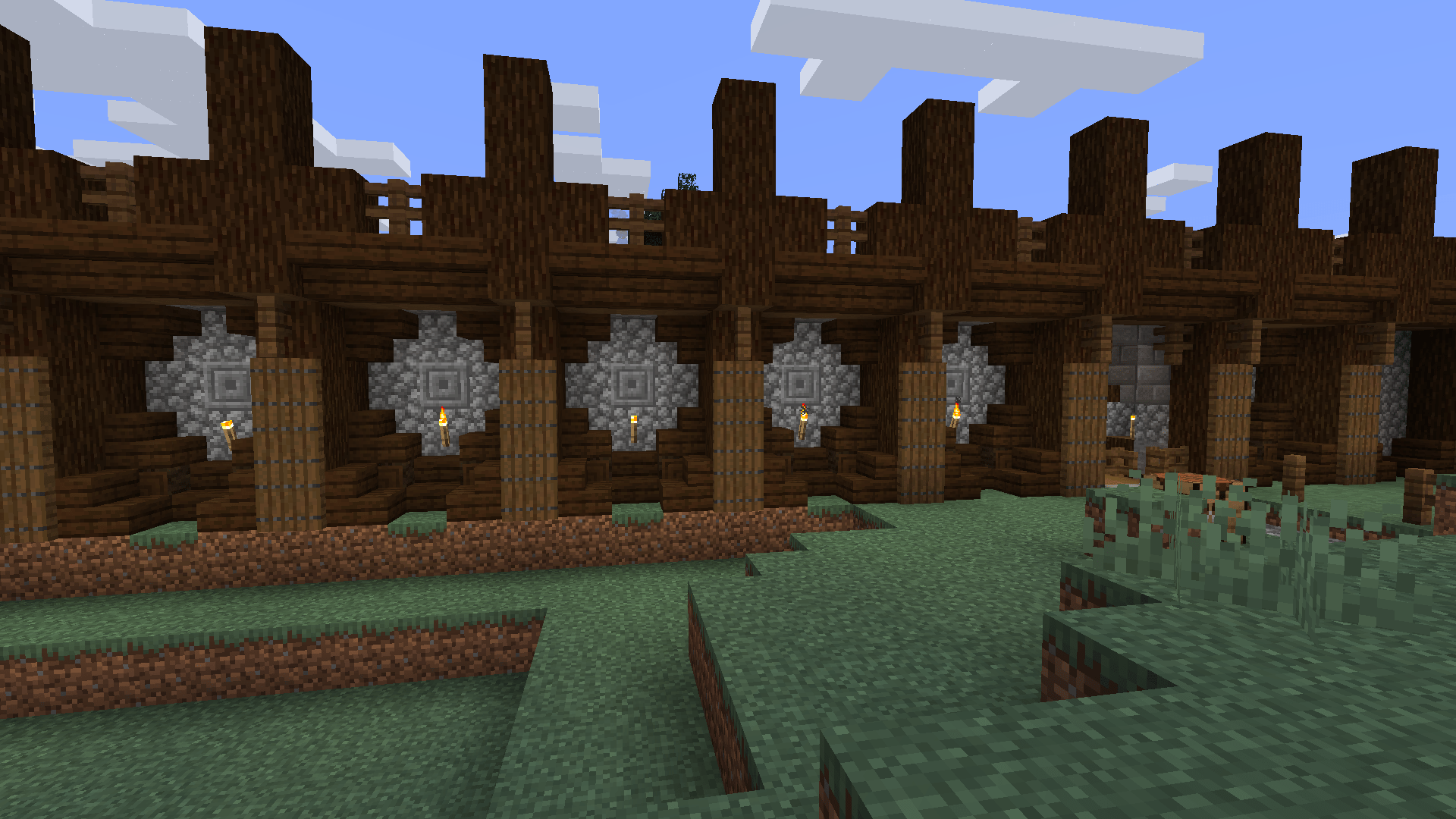 Getting back into minecraft Spruce village wall...feeling rather rusty