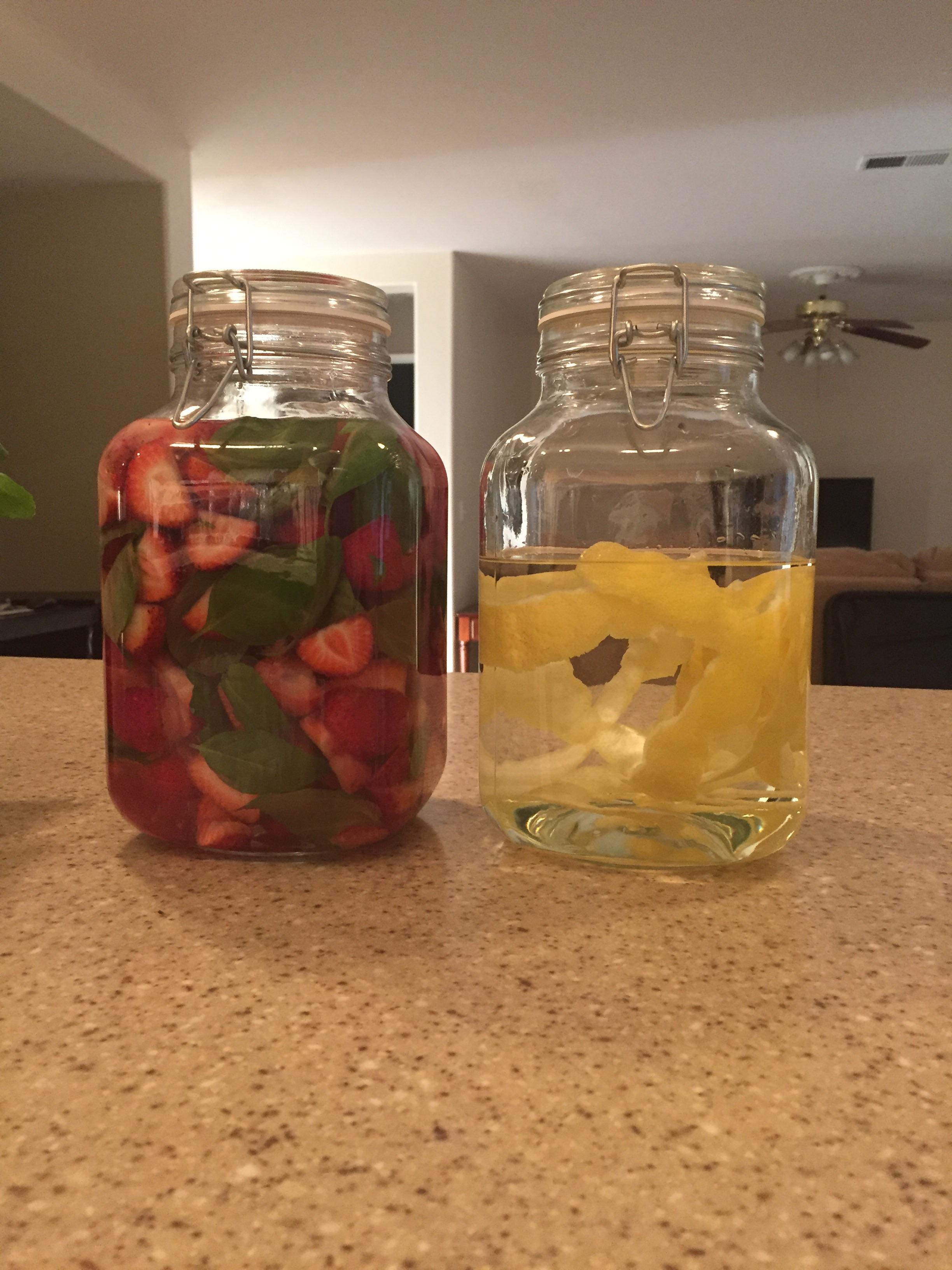 [OC] Strawberry basil and lemon infused vodka [1334 x 750] r/FoodPorn