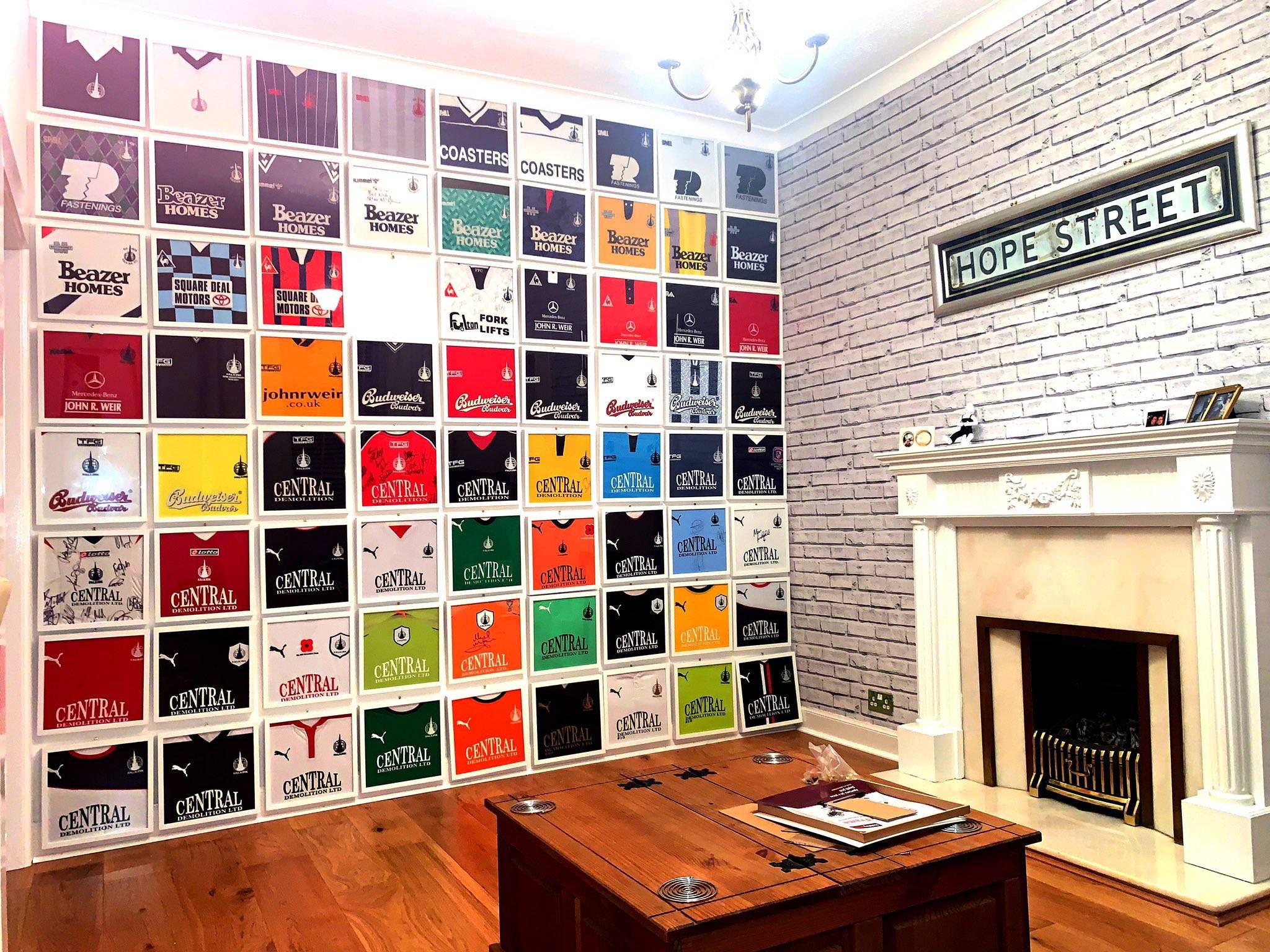 The way this dude displays his football shirts collection r
