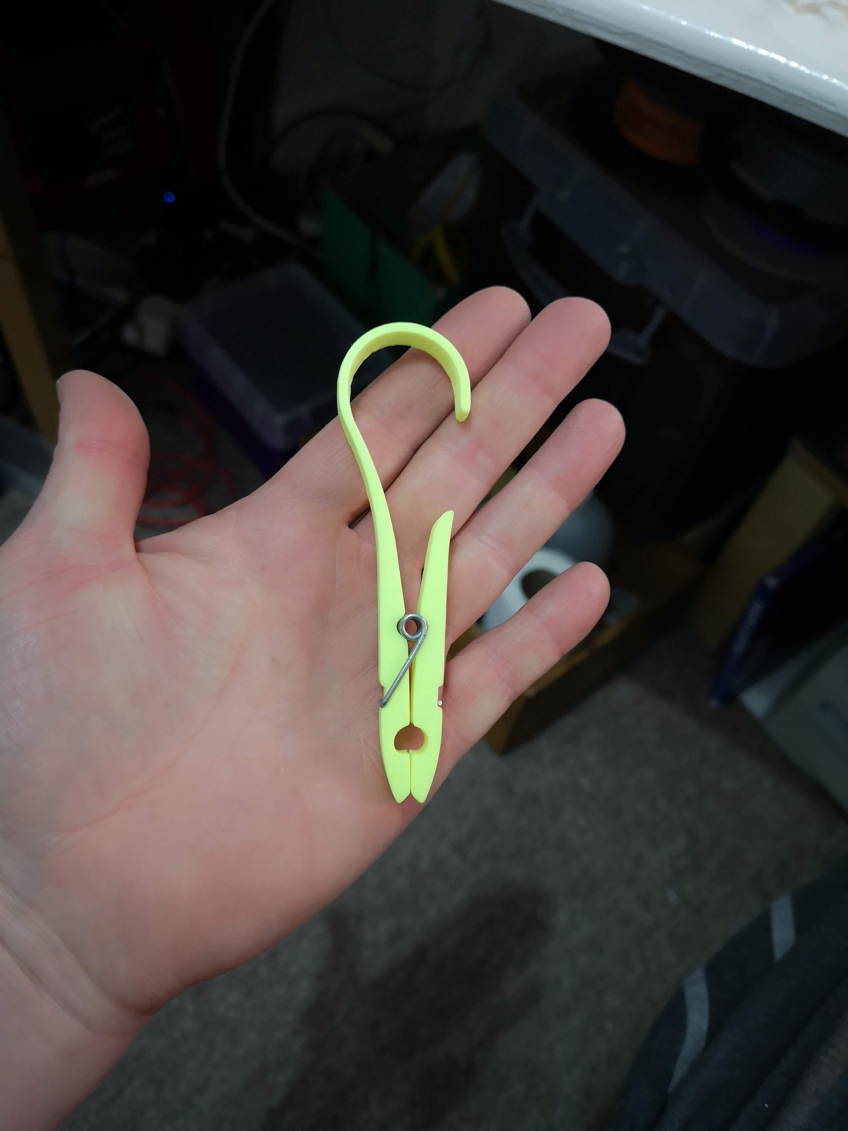 Made a handy clothespin with hook for hanging tea towels r