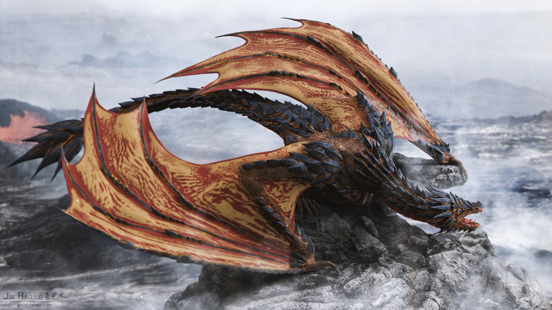Fire Dragon by Jia Hao, one of the models for the game Day of Dragons