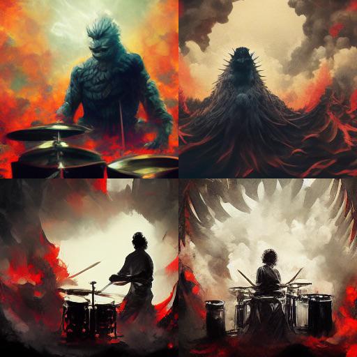 Entering “Gojira Drummer” into an AI art creator gojira