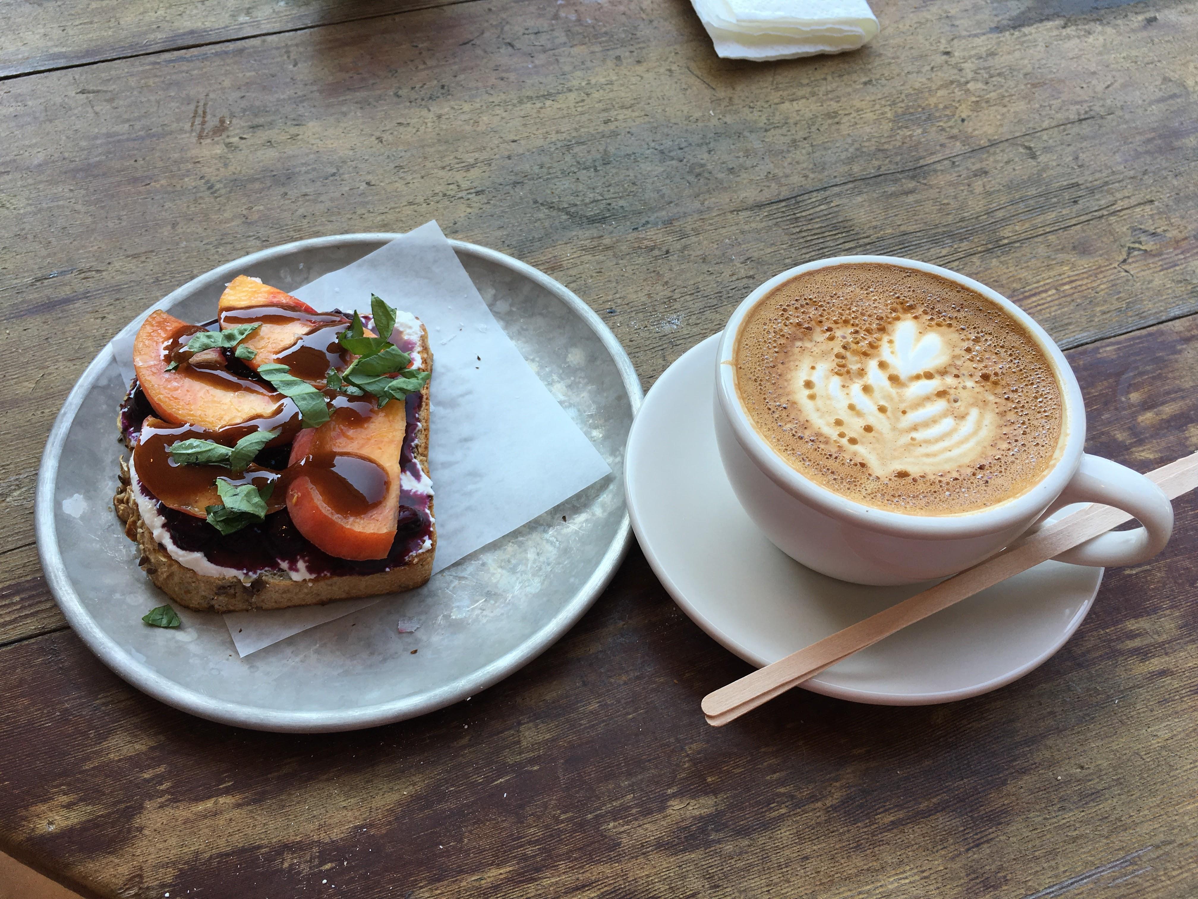 Peach Balsamic Toast + Latte (Raleigh, NC) r/FoodPorn