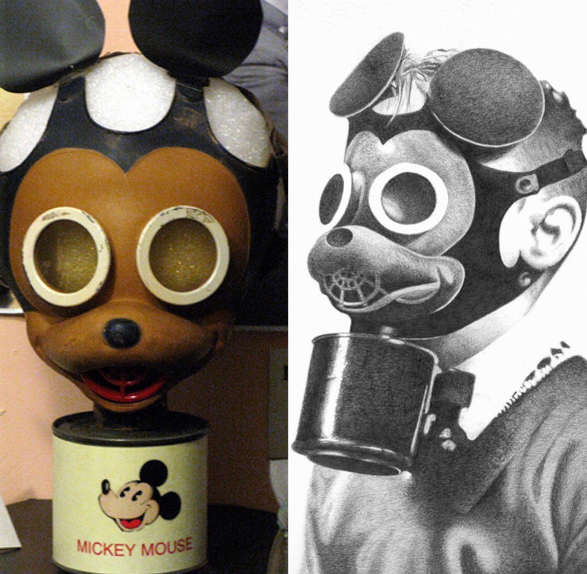 WW2 Mickey Mouse gas mask intended to make the mask look less scary for children. Needless to