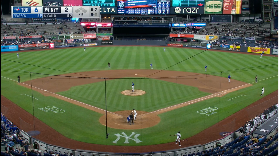The 4 man outfield vs Gallo r/baseball