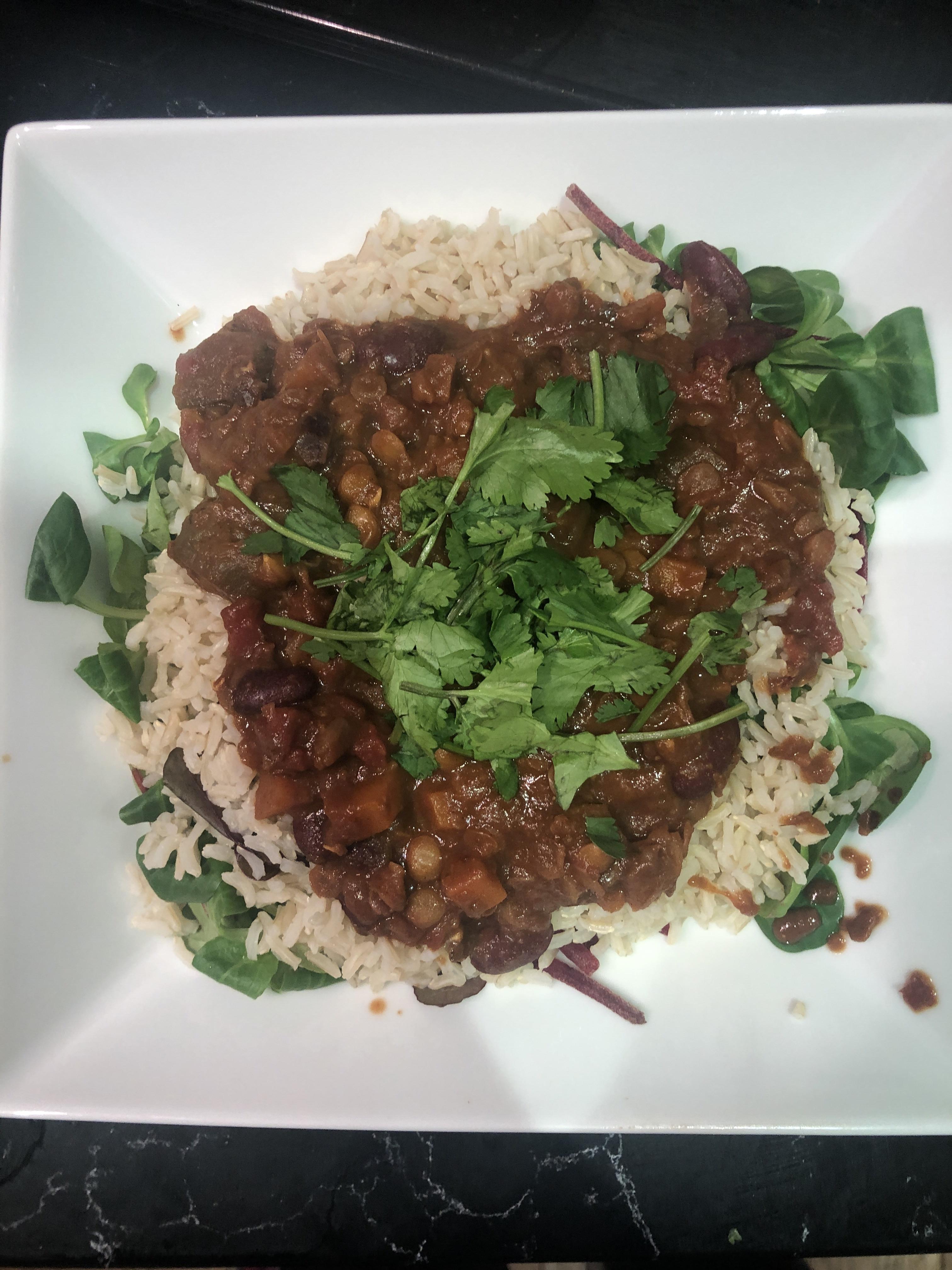 Burnt aubergine veggie chilli r/veganrecipes