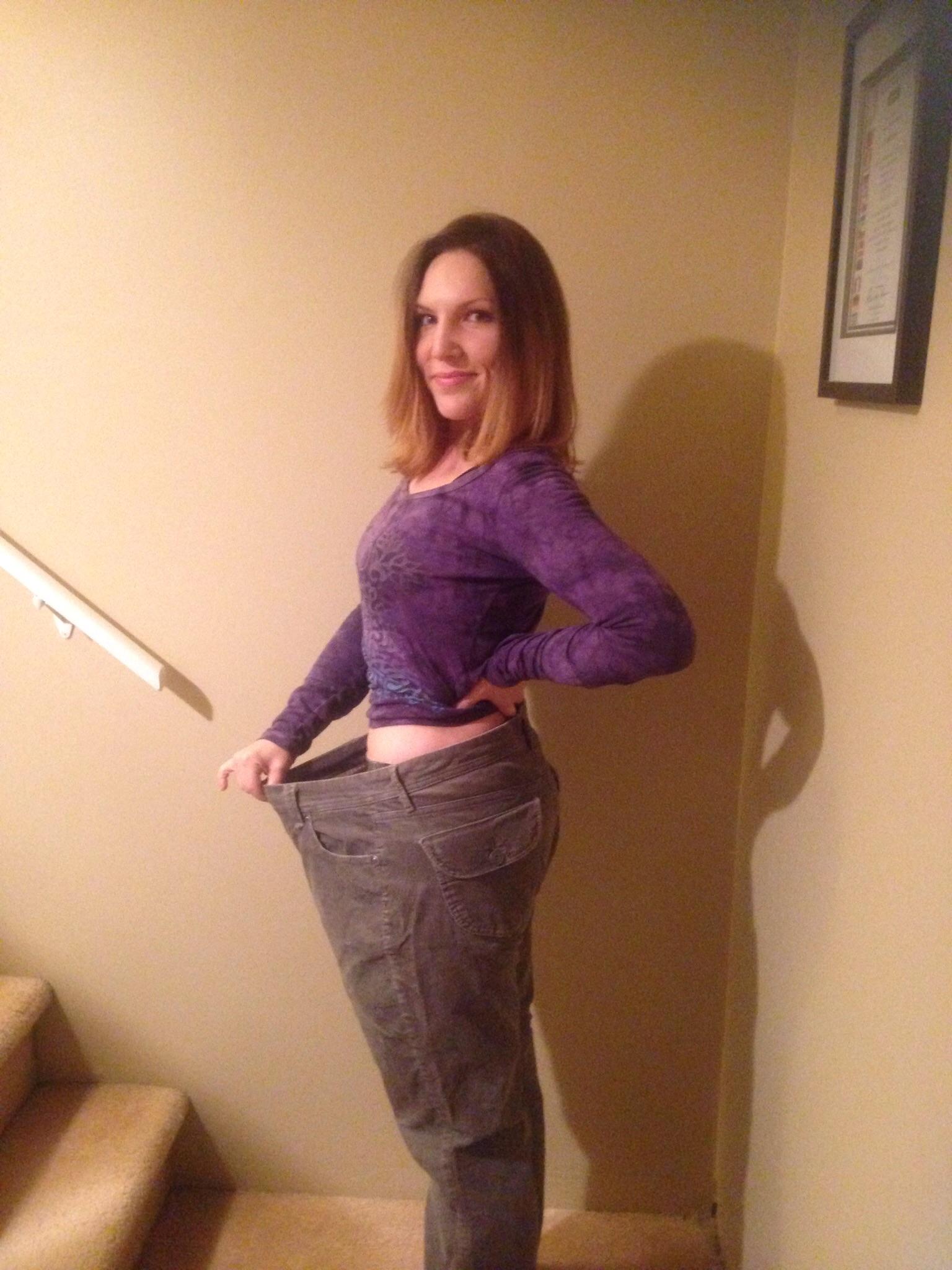 F/30/5'3"[220lbs>130lbs=90lbs] These size 14 pants used to be so tight