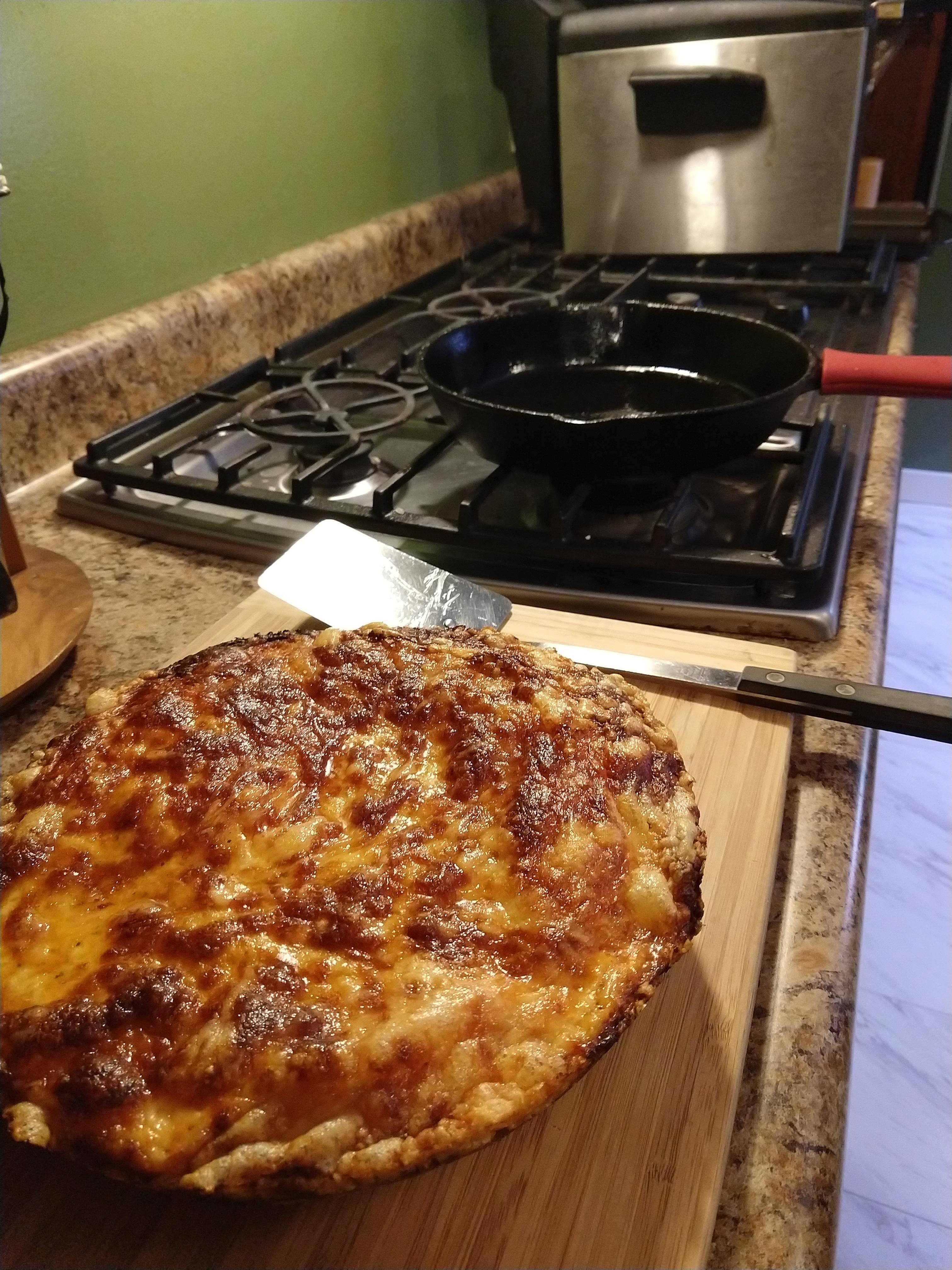 Deep Dish Pizza idea from Cooks Illustrated r/castiron