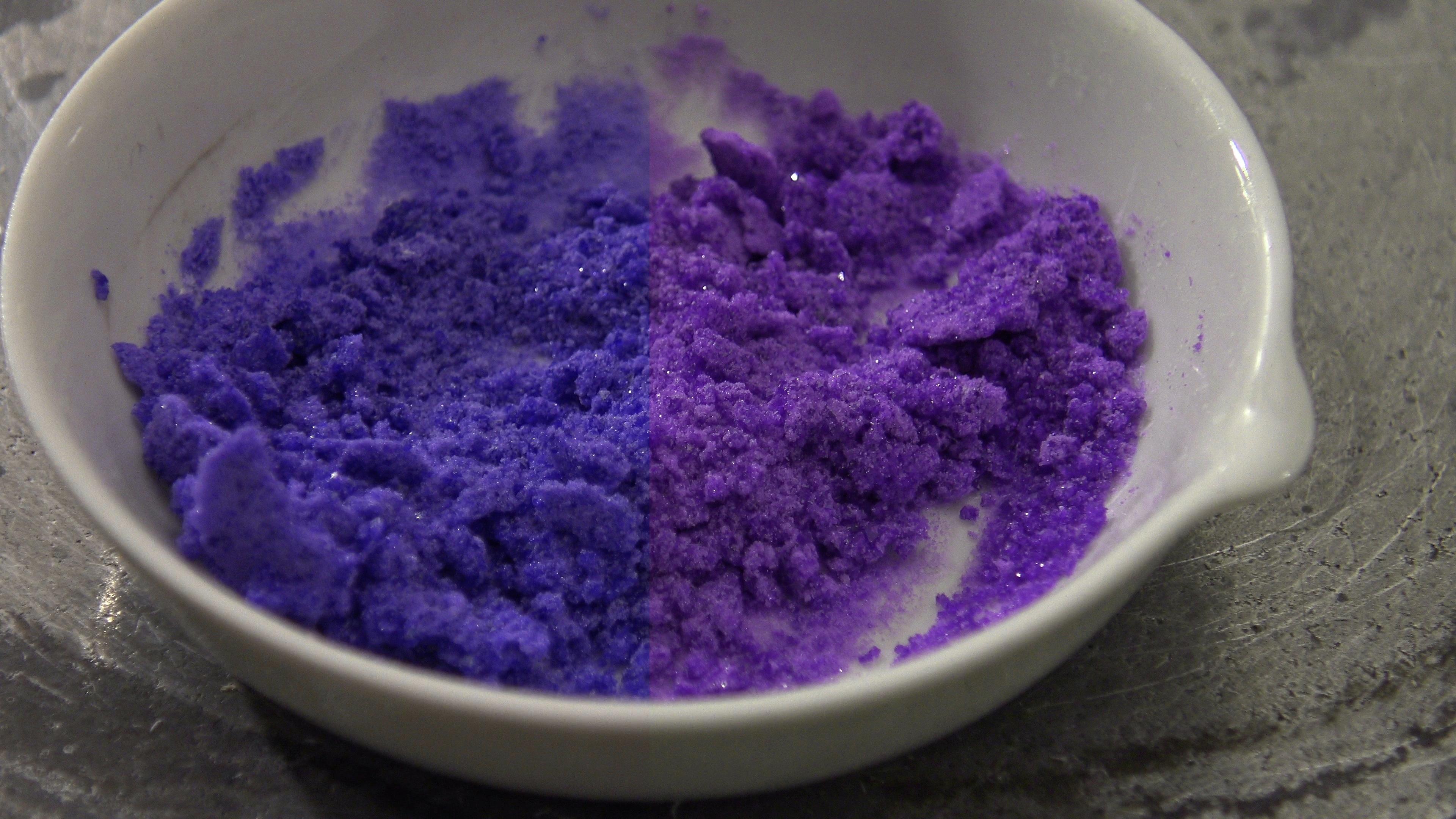 Hexaamminenickel(II) chloride looks more blue than purple on camera