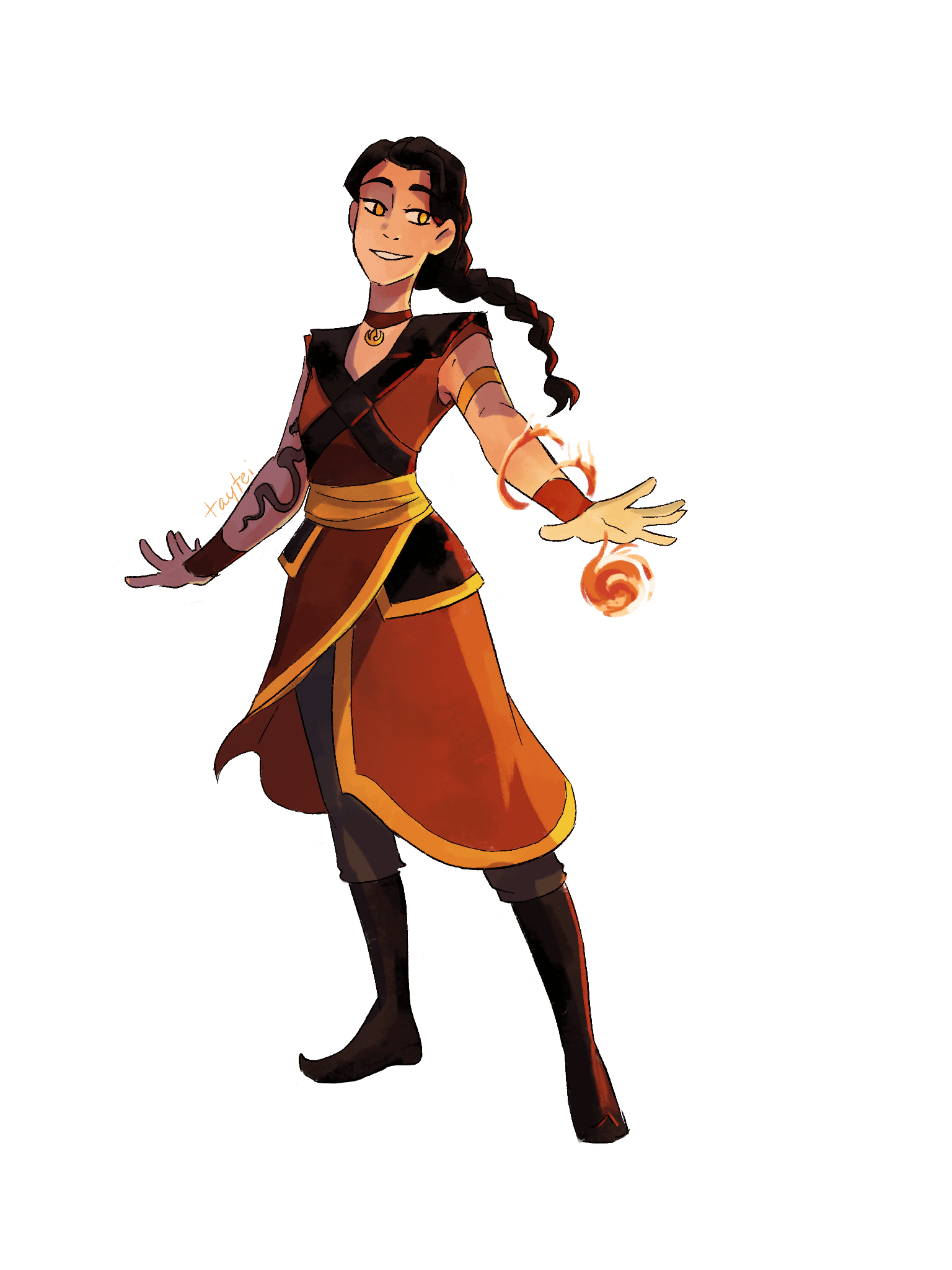 [OC] Commissioned art of my firebender OC, Mitra! Art by the amazing