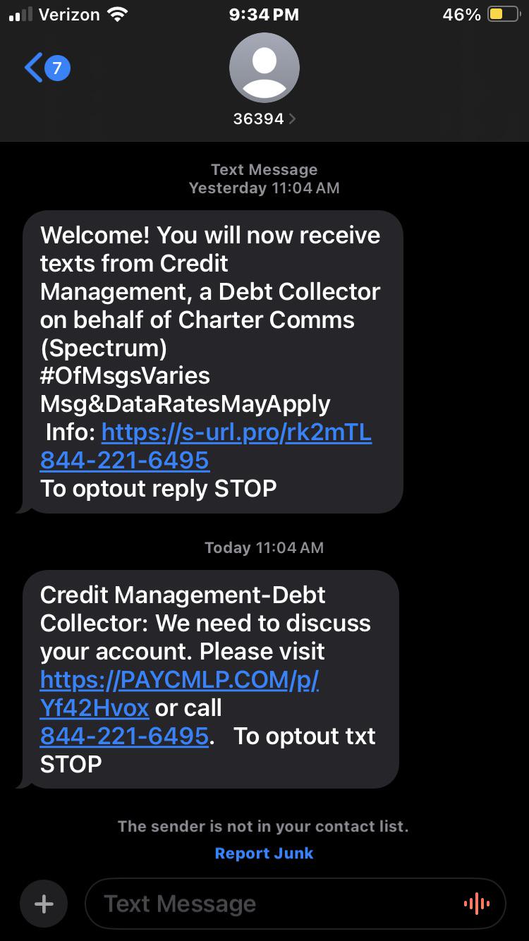 Is this text message legit? r/Spectrum
