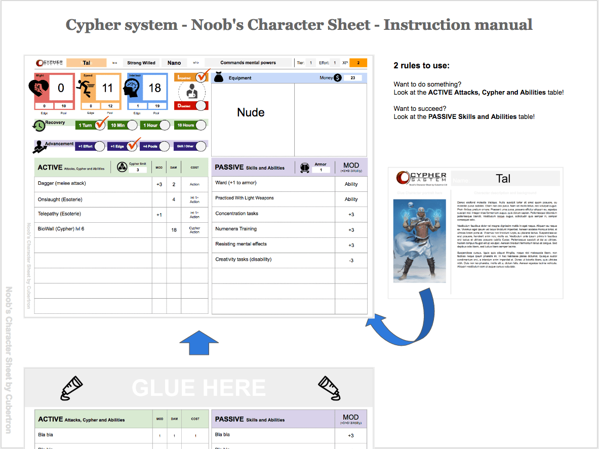Cypher system Noob's Character Sheet 2.1 numenera