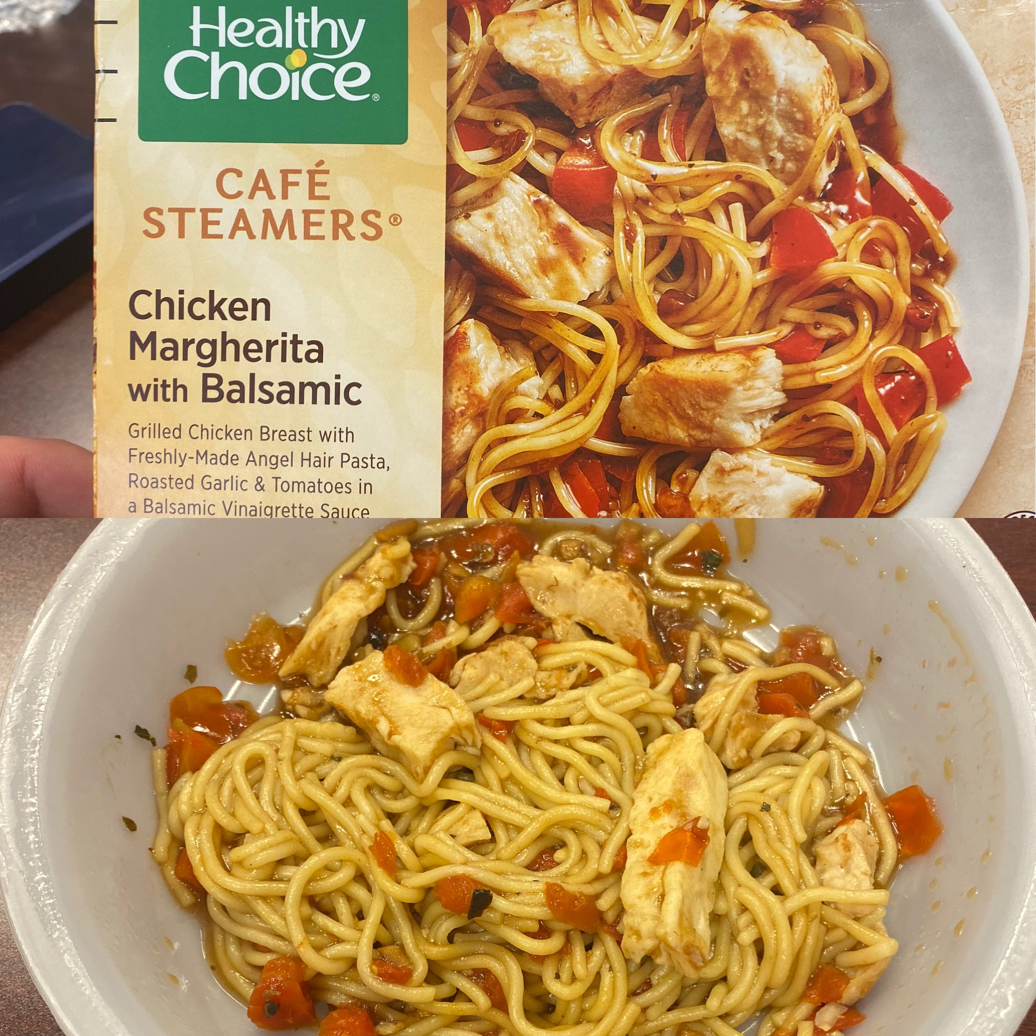 Healthy Choice Chicken Margherita with Balsamic. Did not taste any