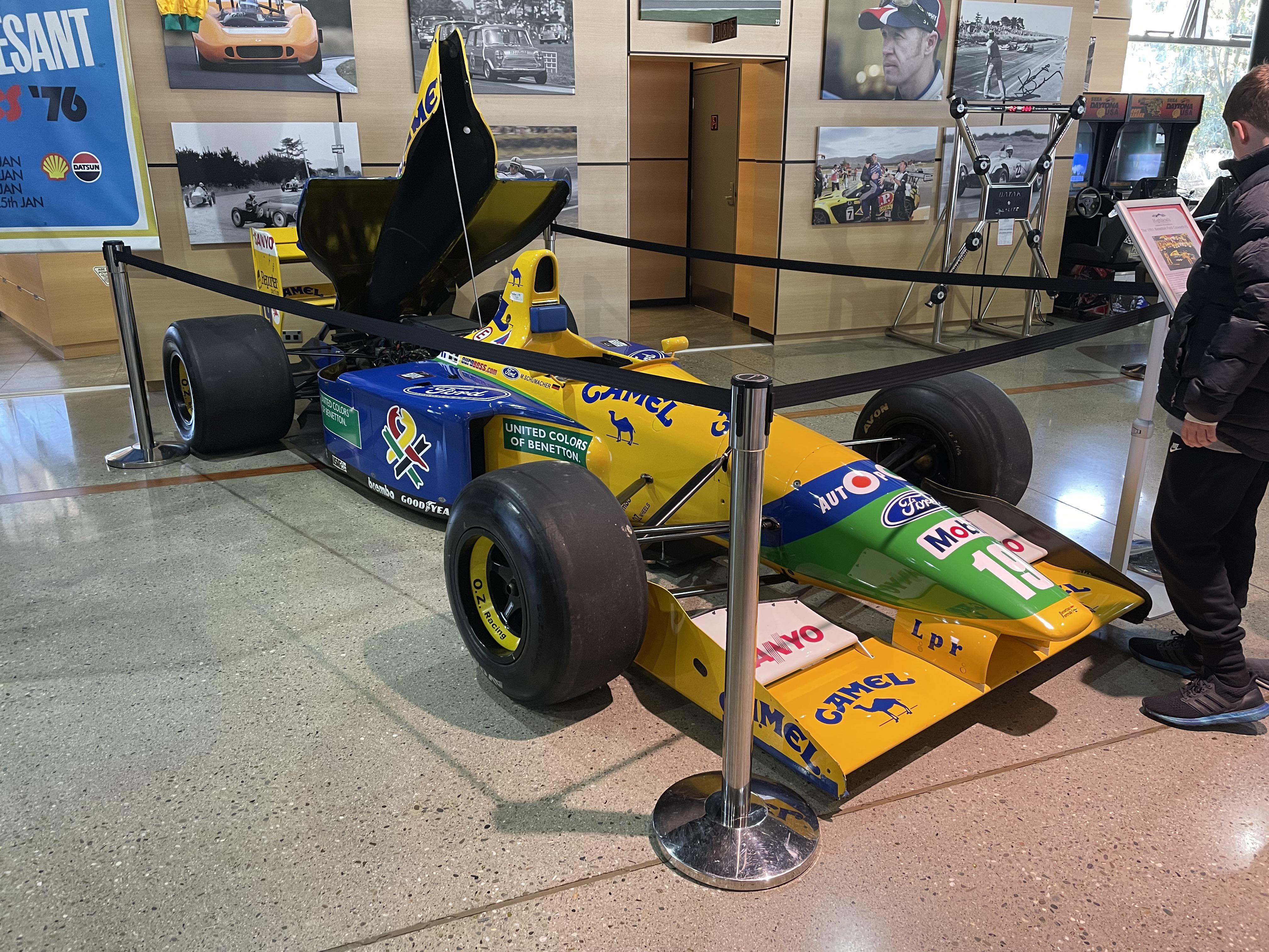 The car Schumacher scored his first ever F1 points in. On display at