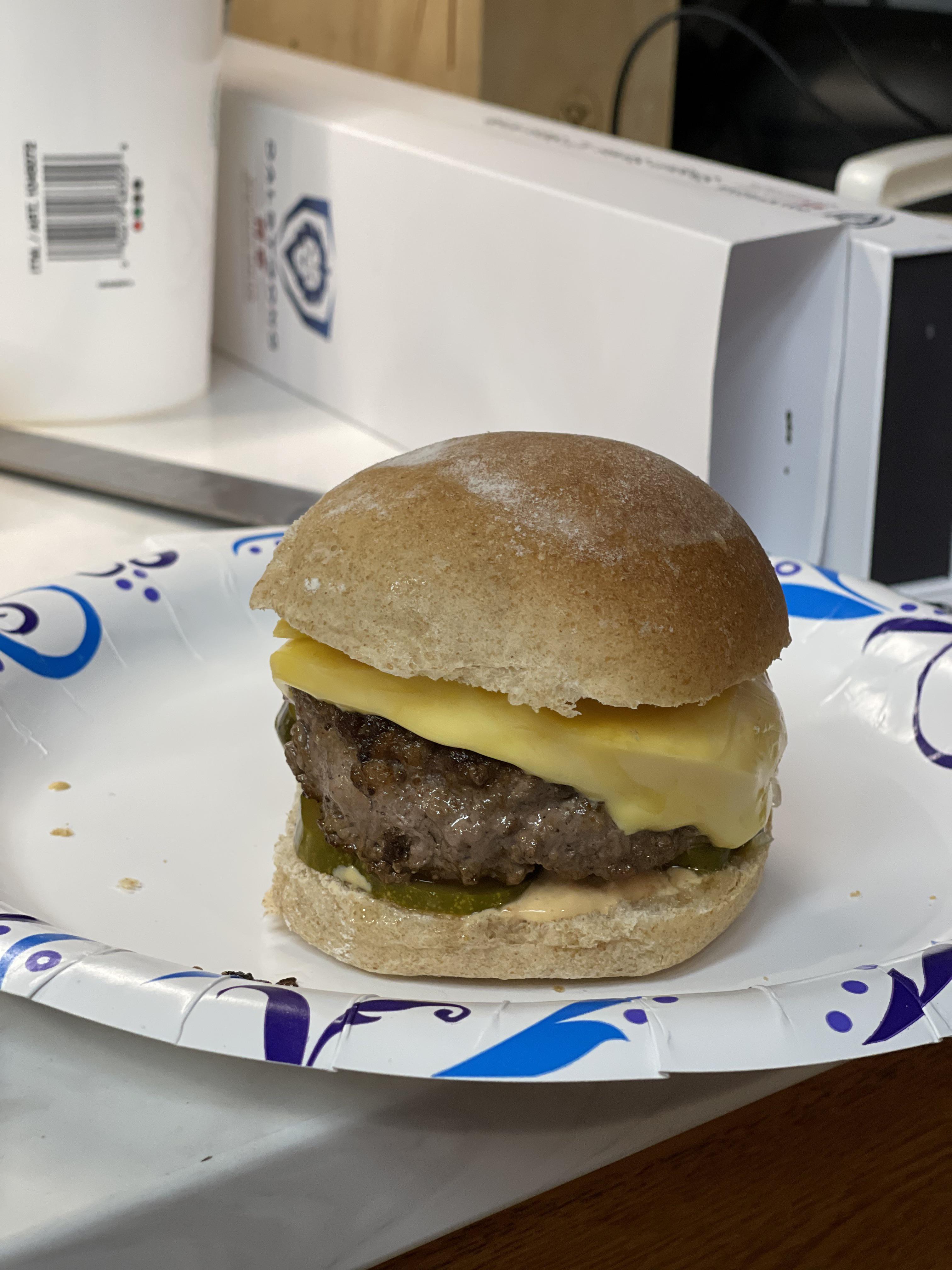 Home ground burgers. Homemade buns. Homemade pickles. Homemade American