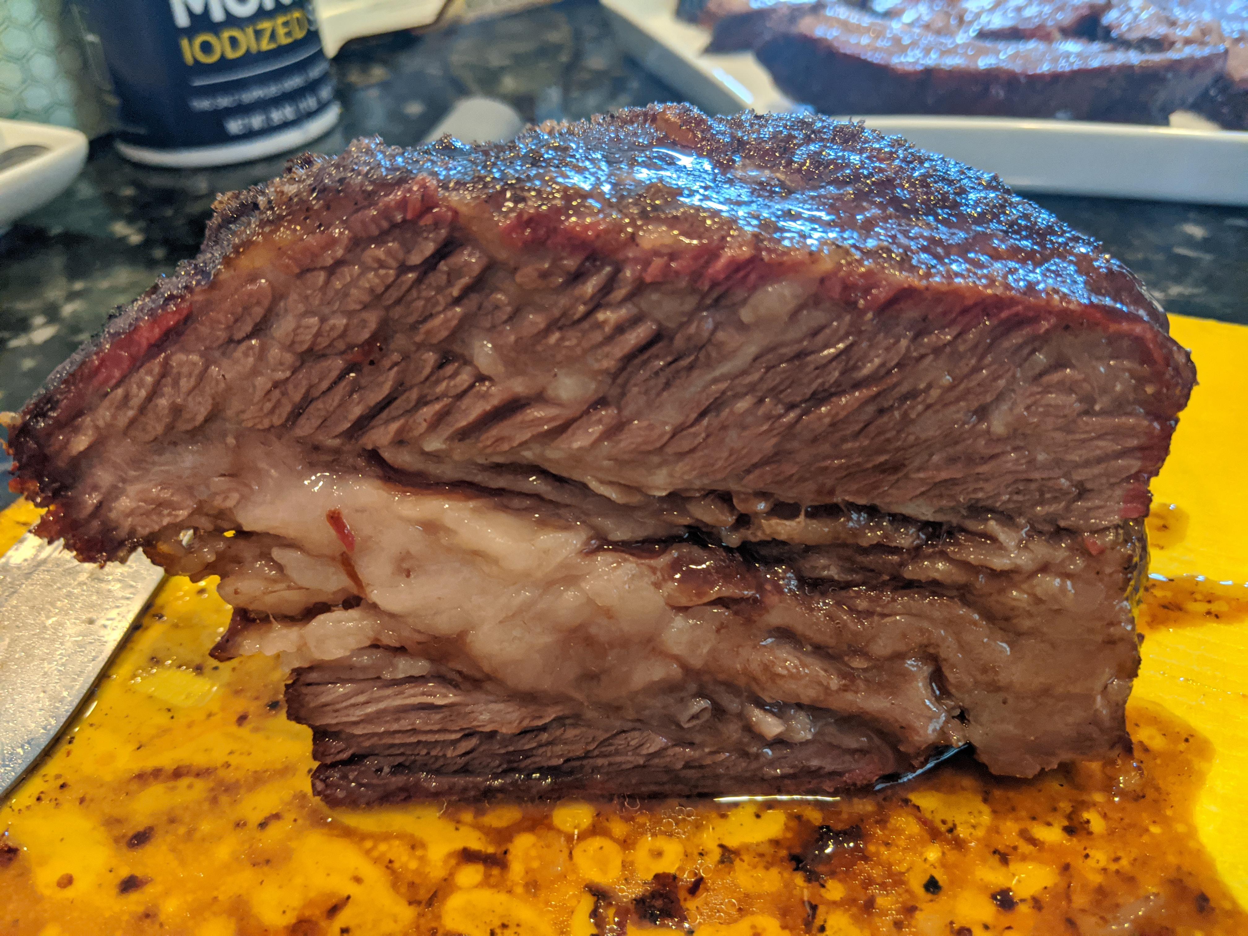 Wagyu brisket, 225F, no crutch, pulled at 195F when probe tender r