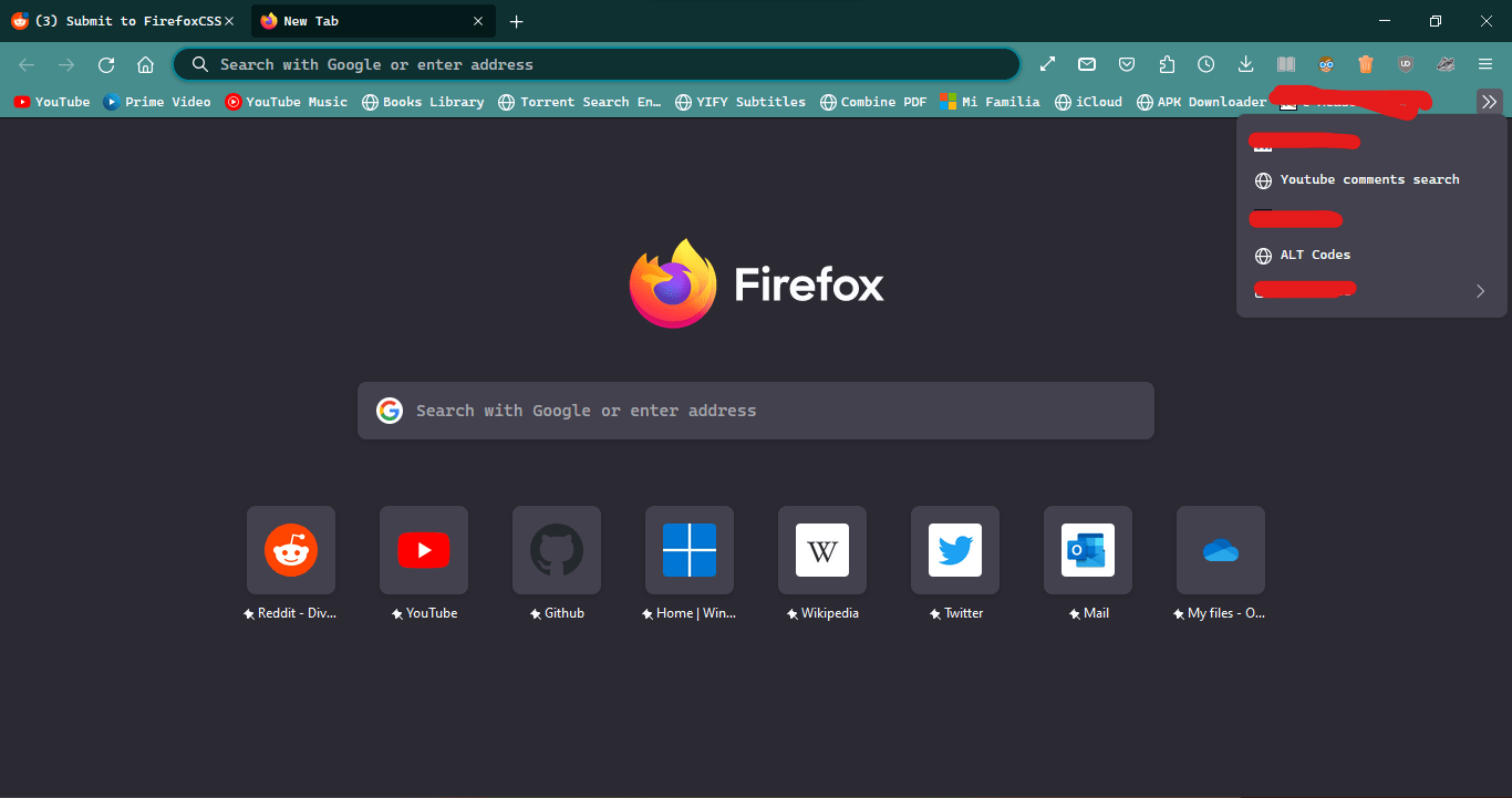 How do I change hover color for bookmark toolbar and also the extended
