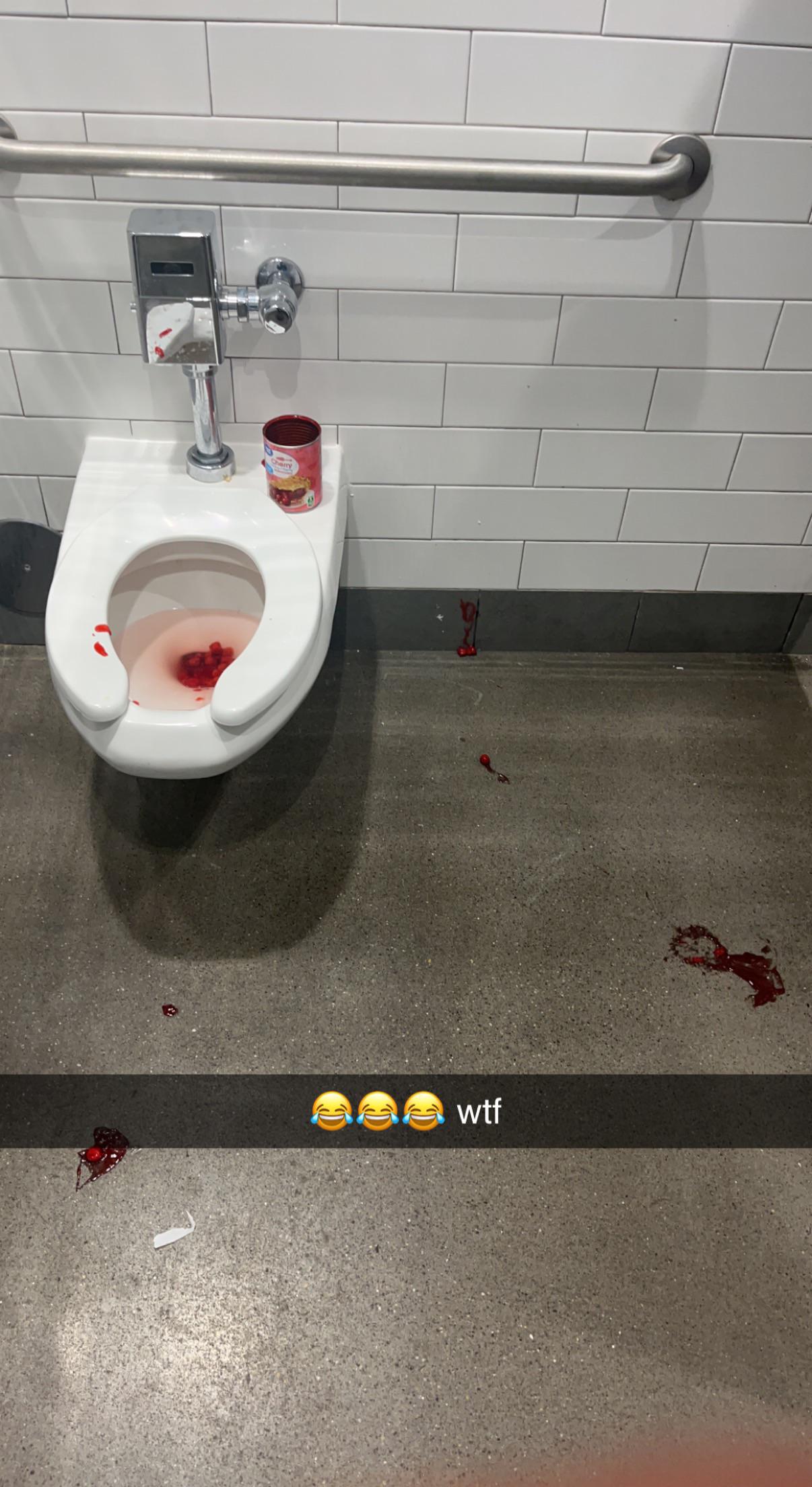 Had to use the restroom today and found a nice cheery toilet accident