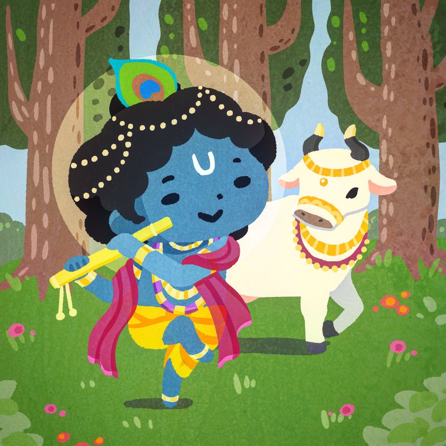Lord Krishna, the cowherd by krishna_illust r/HinduArt
